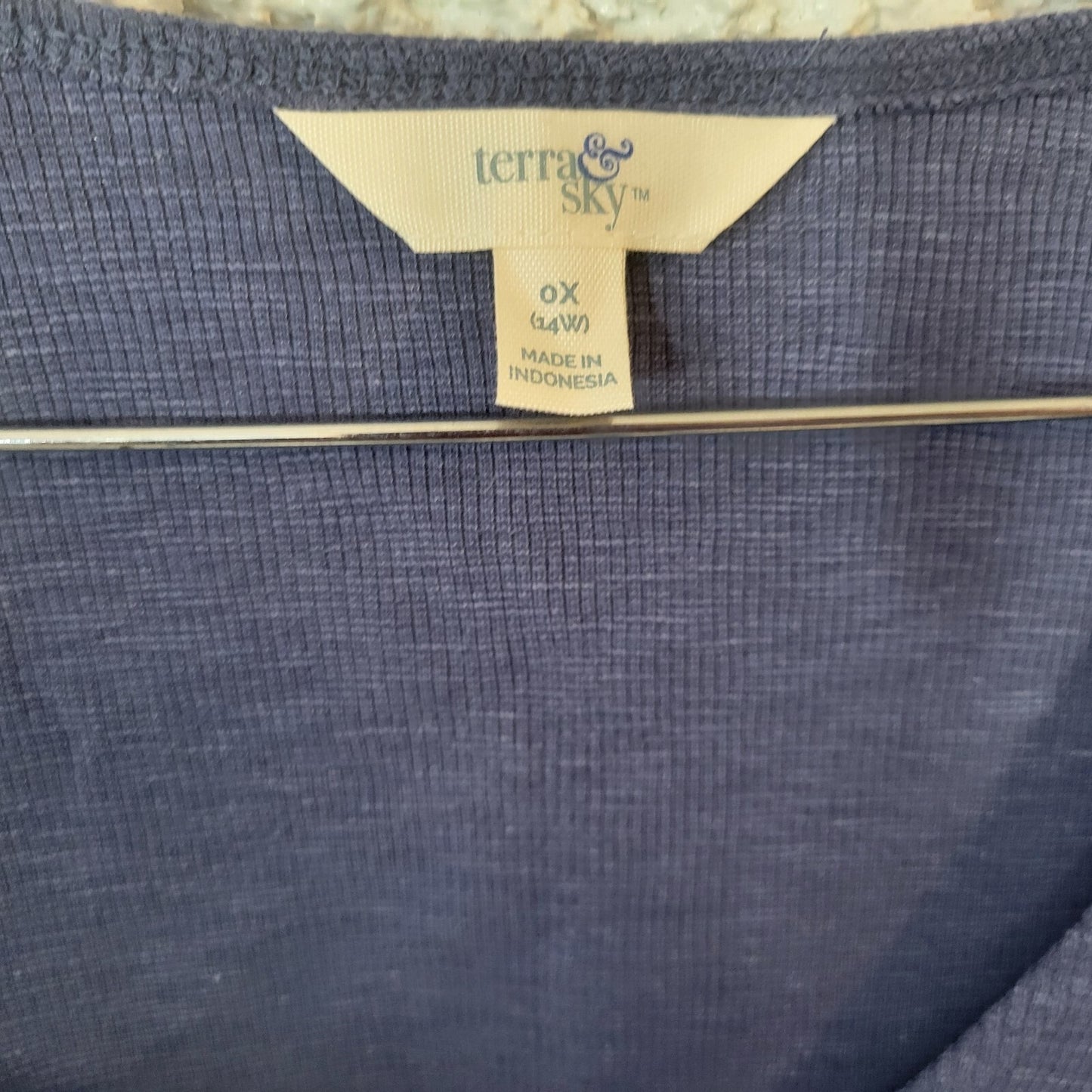 Terra Sky Women Top 0X 14W Plus Peplum Swing Tank Blue Lightweight Cotton Blend