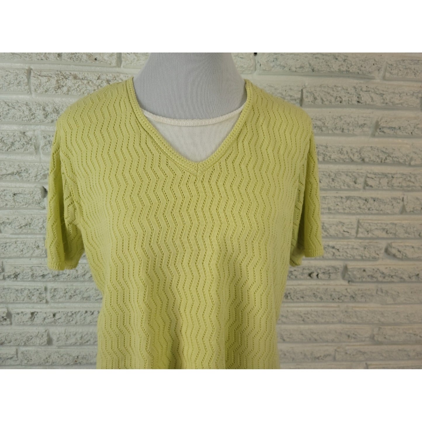 Alfred Dunner Women Sweater Extra Large XL Short Sleeve Yellow Lightweight Lined
