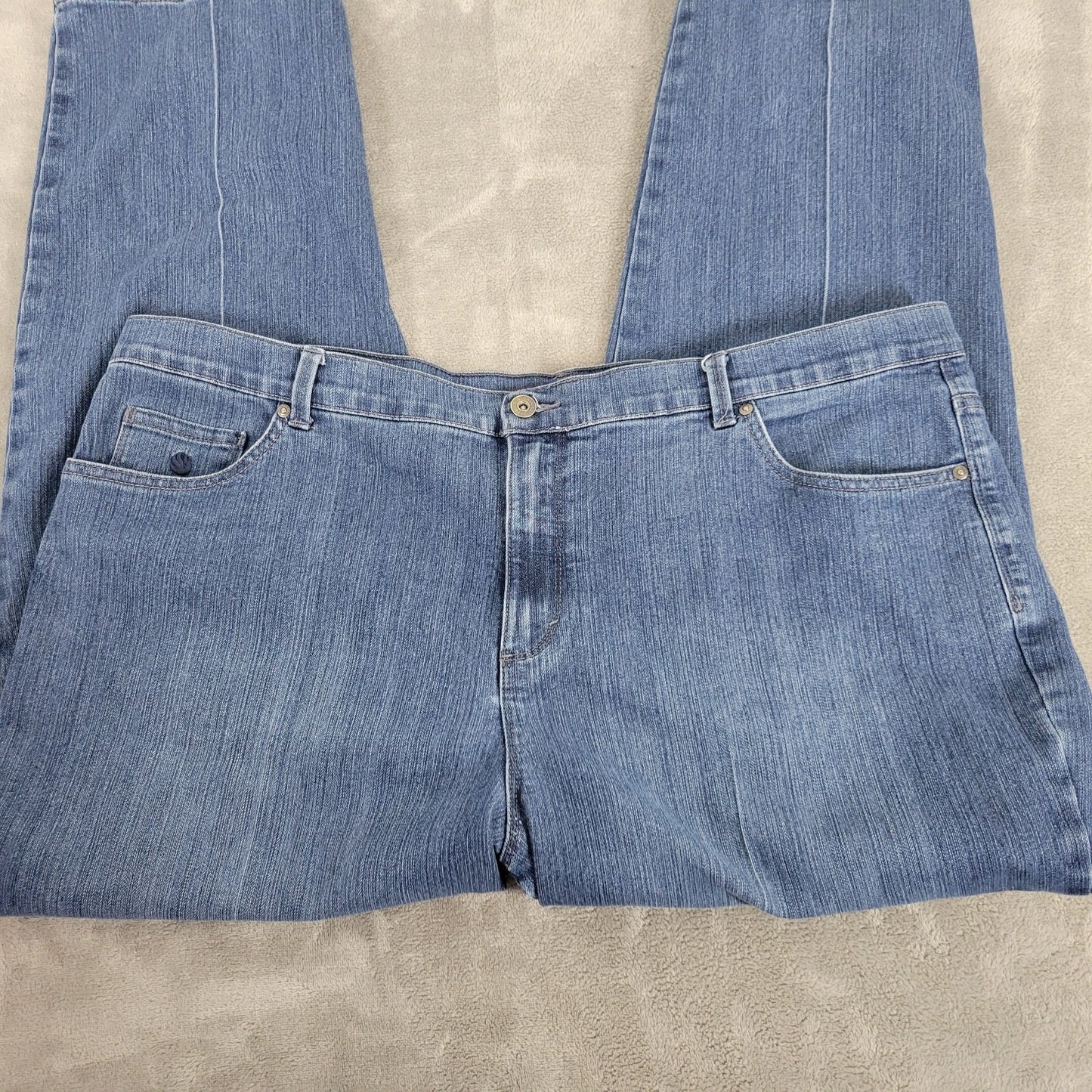 Gloria Vanderbilt Amanda Womens Jeans 22W Plus Medium Blue Denim Zip Fly Comfy
