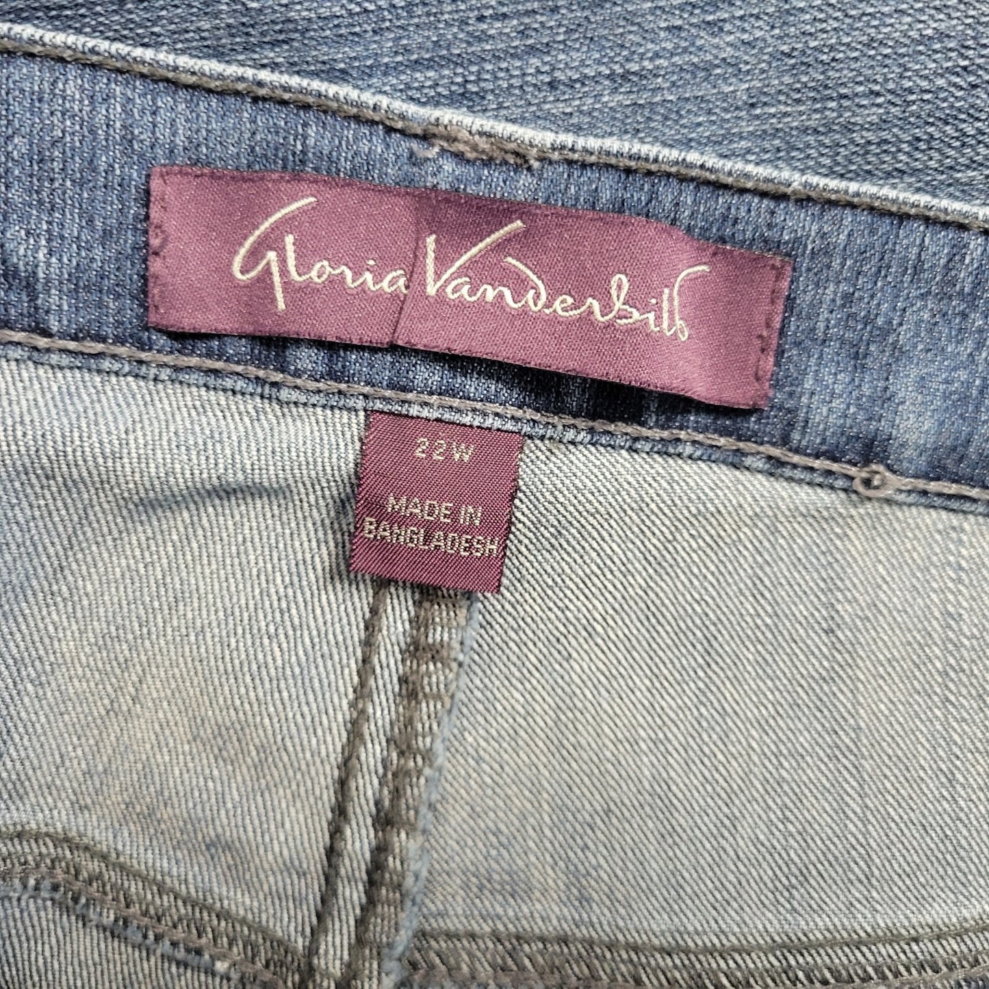 Gloria Vanderbilt Amanda Womens Jeans 22W Plus Medium Blue Denim Zip Fly Comfy