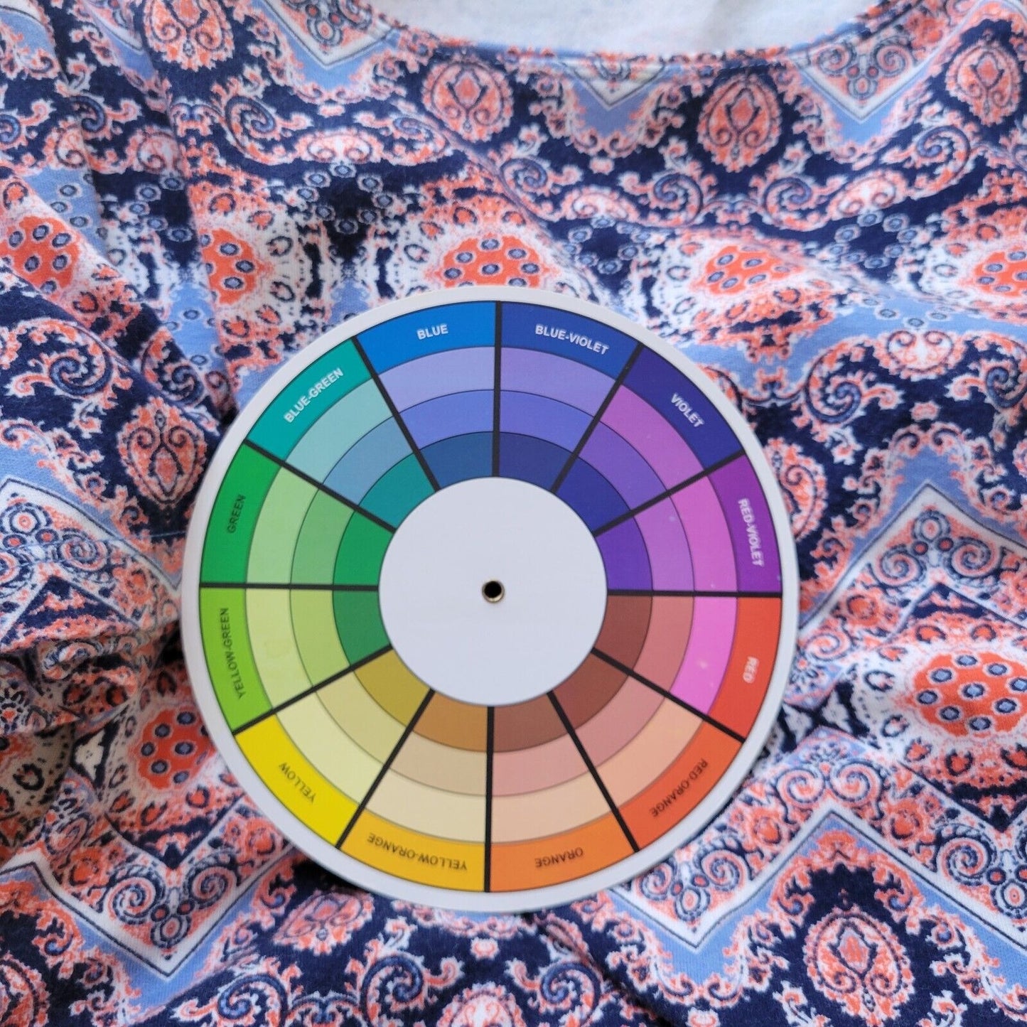 Rebecca Malone Womens Top 2X Plus Tee Blue Pink Geometric Cotton Lightweight