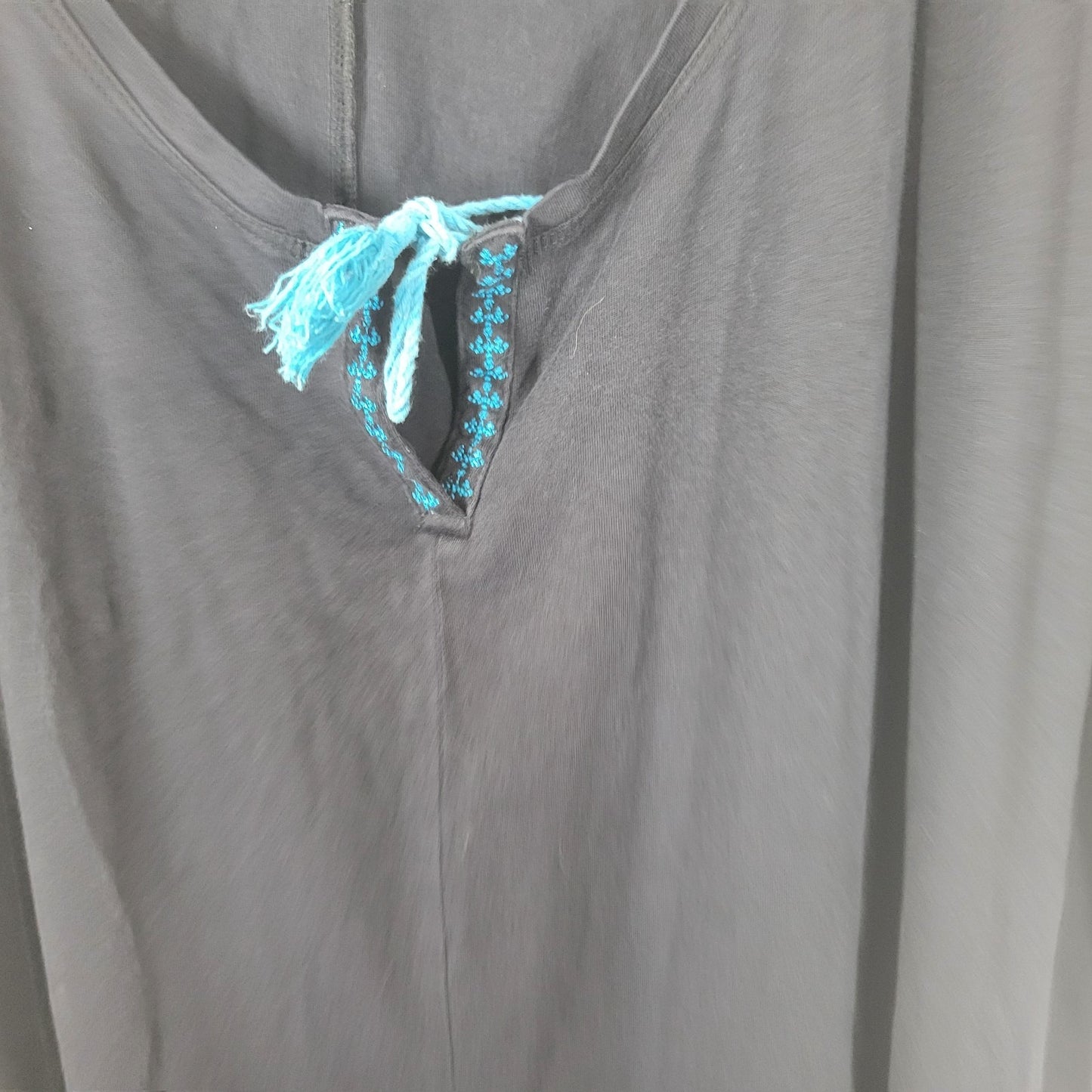 Cacique Womens Nightgown 26 28 Plus Sleeveless Black Keyhole Loungewear Comfy