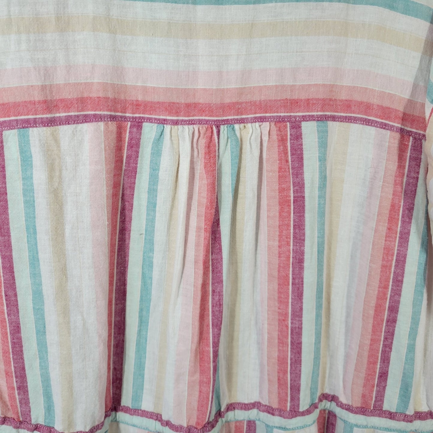 Time Tru Womens Dress XL 16 18 Cap Sleeve Blue Pink Stripe Pockets Drawstring