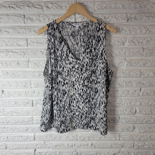 Nine West Womens Top XXL Sleeveless Black Watercolor Polyester Lightweight Lined