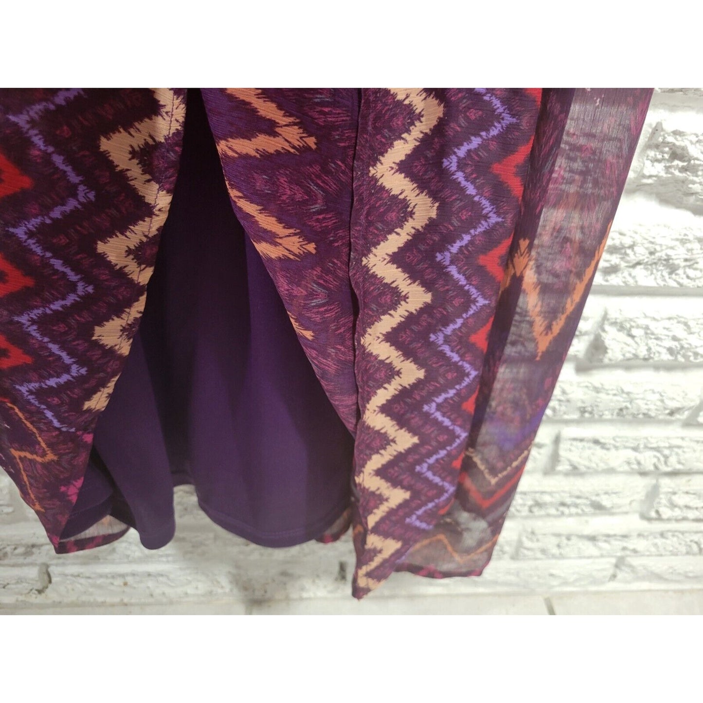 Faded Glory Womens Dress XXL 20 Slip Sheath Midi Lined Purple Zig Zag Spaghetti