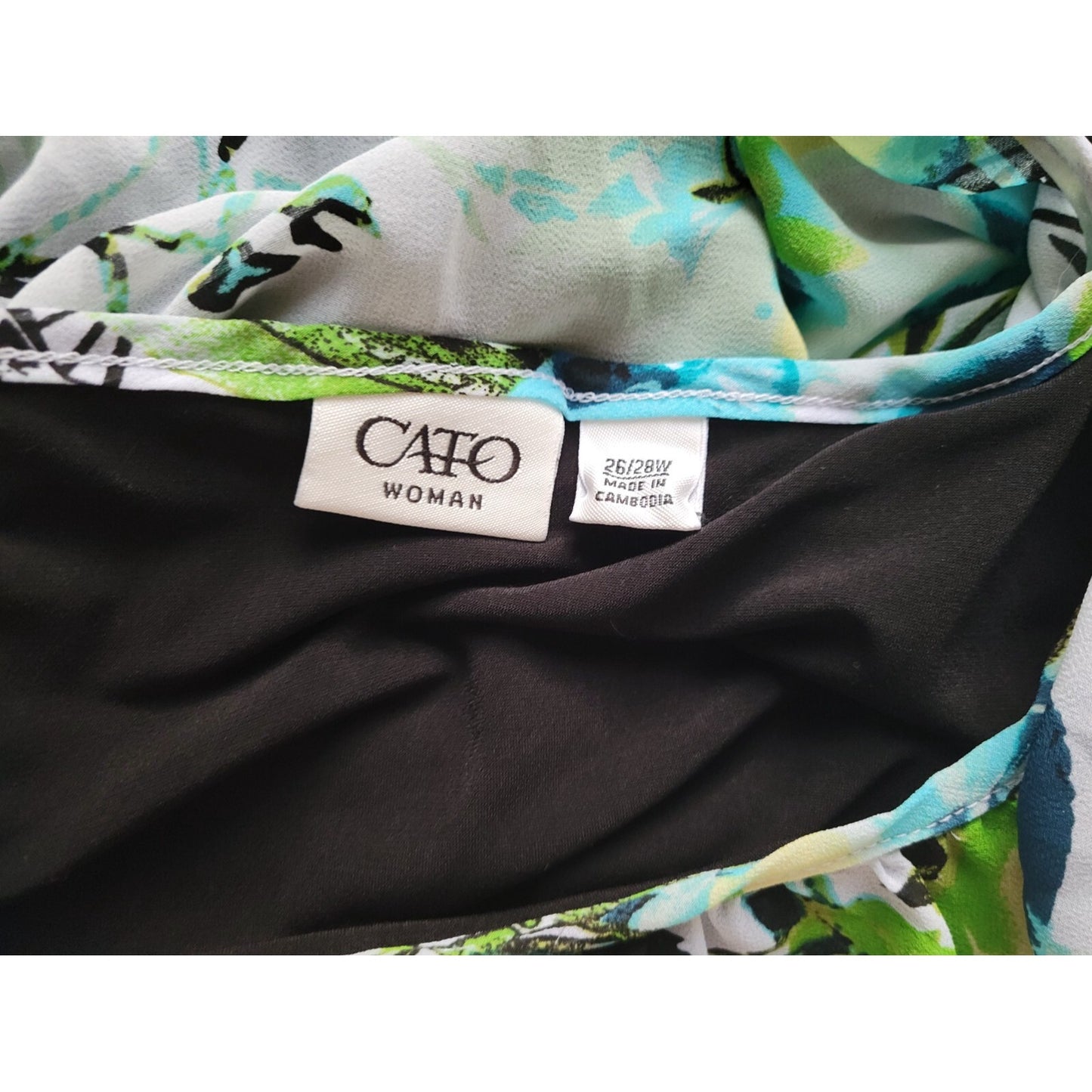 Cato Womens Top 26W 28W Plus Batwing Sleeve Pullover Blue Floral Polyester Lined