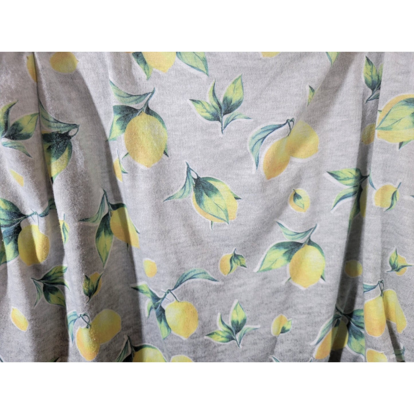 Ecla Womens Top 3X Plus Tee Cold Shoulder Yellow Lemons Stretchy Rayon Blend