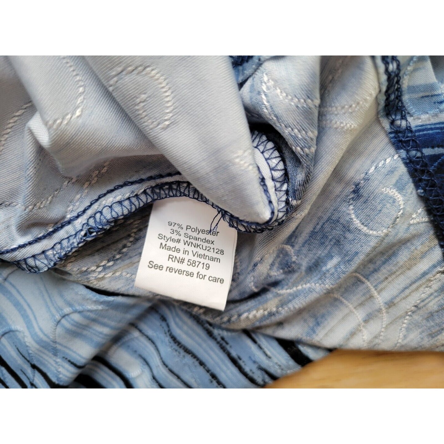 Coral Bay Womens Top 2X Plus 3/4 Sleeve Blue Geometric Embroider Keyhole Office