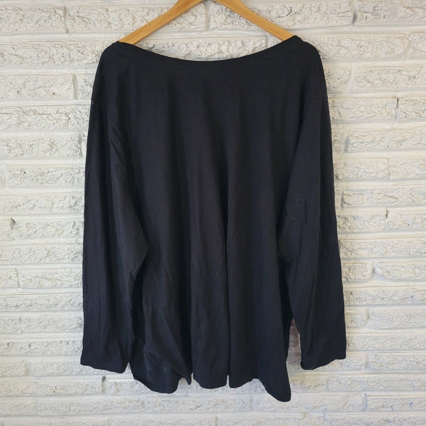 Just My Size Womens Top 5X Plus Tee Long Sleeve Black Gold Glitter Floral Cotton