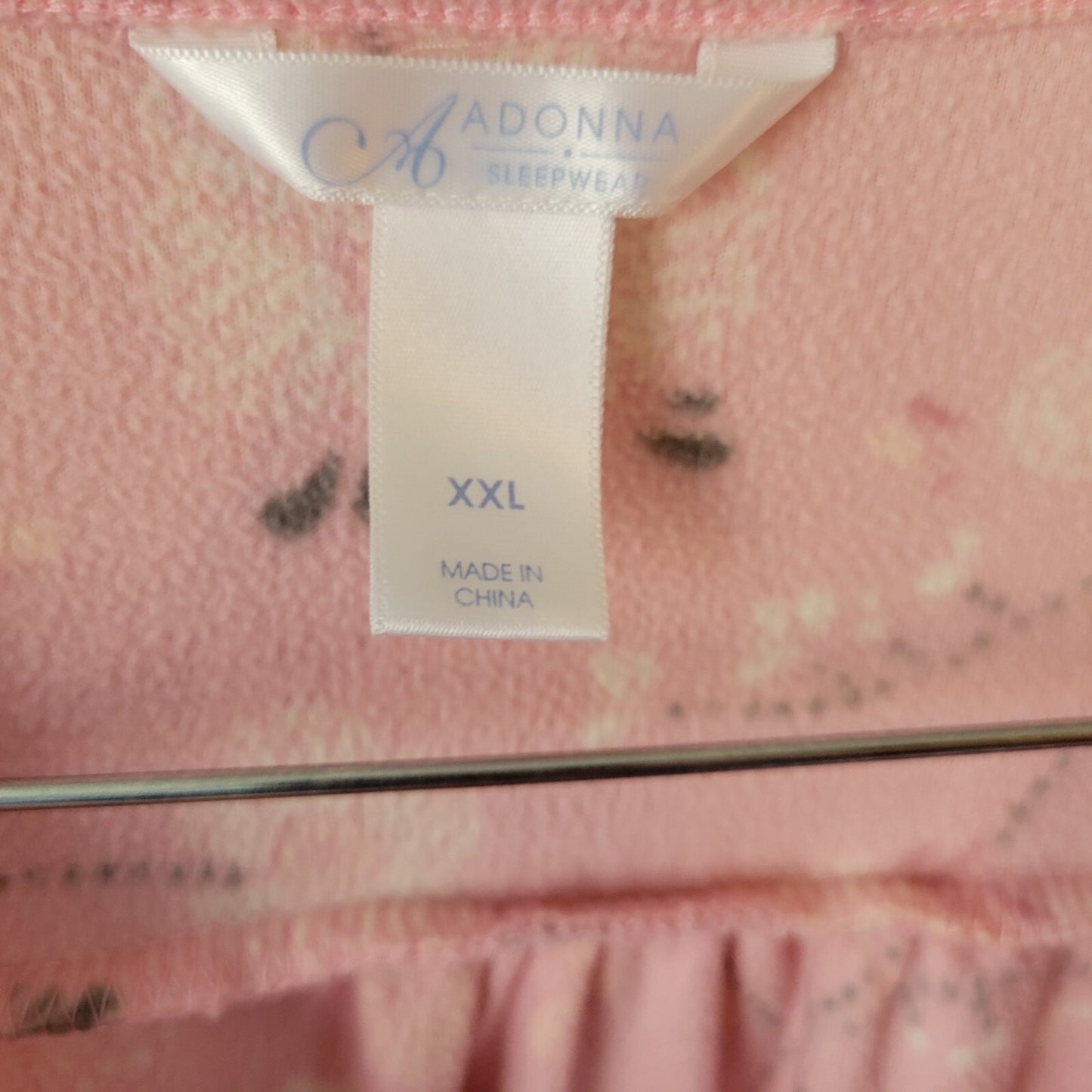 Adonna Women Nightgown XXL Plus Long Sleeve Pink Fleece Lace Trim Quarter Button