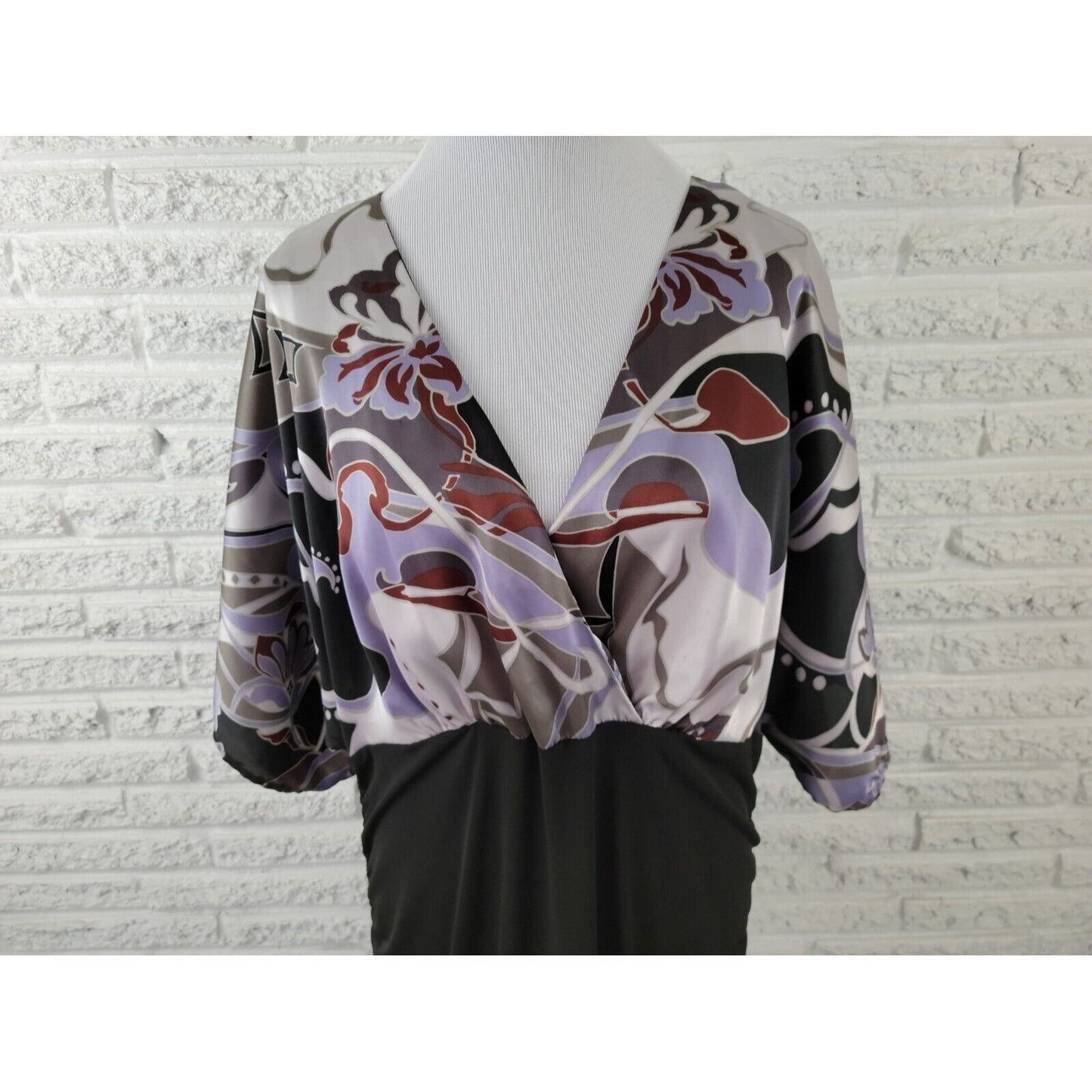 Lane Bryant Womens Top 18 20 Plus Short Sleeve Draped Ruched Purple Geometric