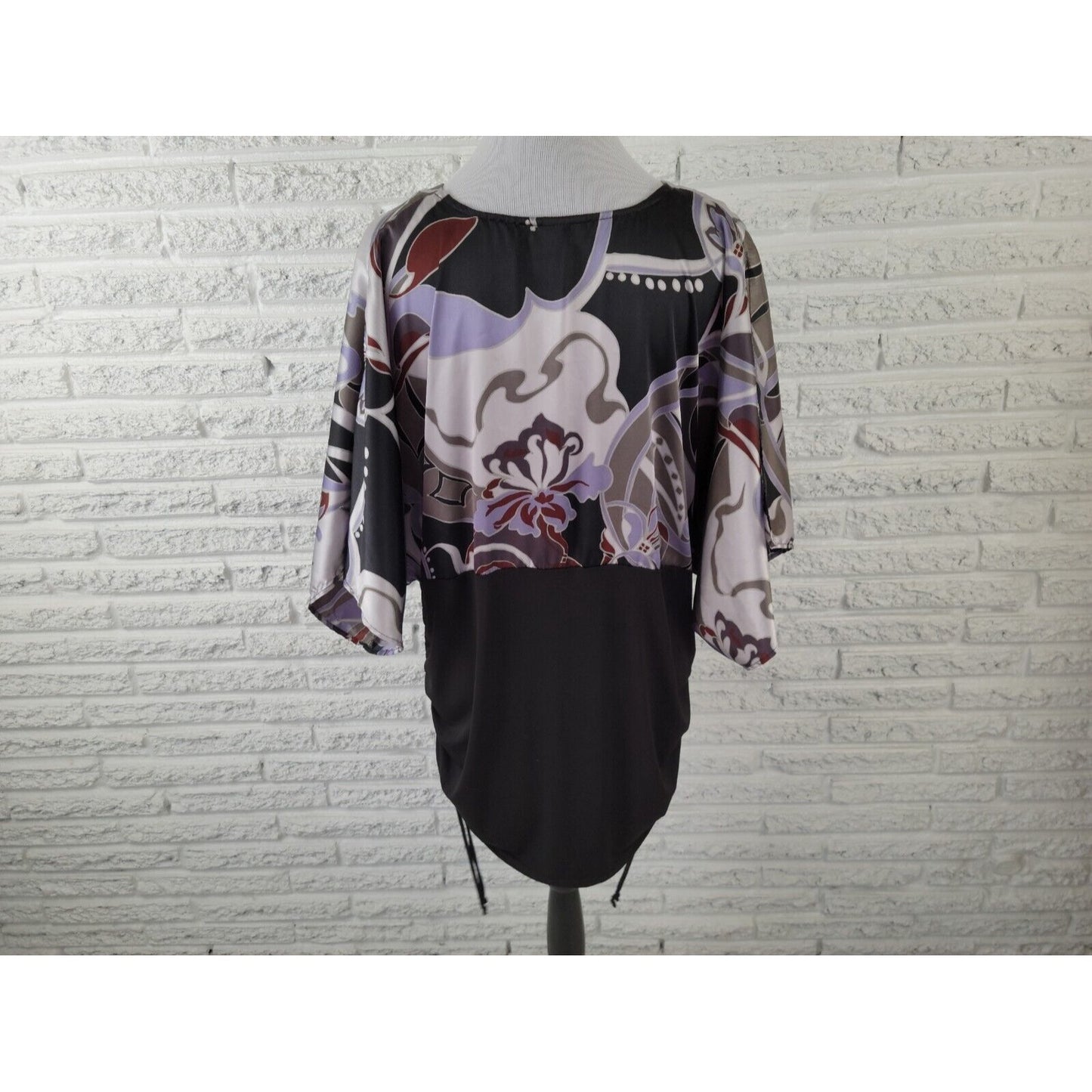 Lane Bryant Womens Top 18 20 Plus Short Sleeve Draped Ruched Purple Geometric