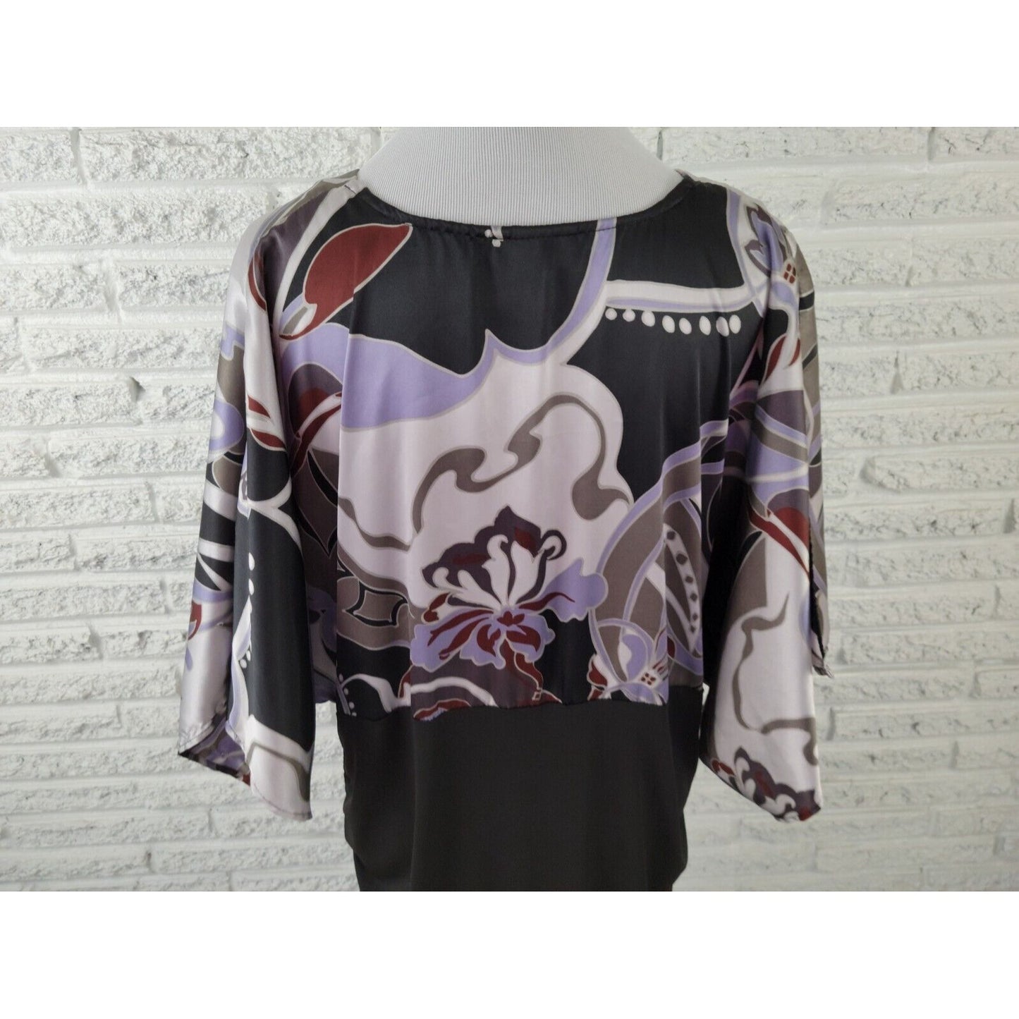 Lane Bryant Womens Top 18 20 Plus Short Sleeve Draped Ruched Purple Geometric