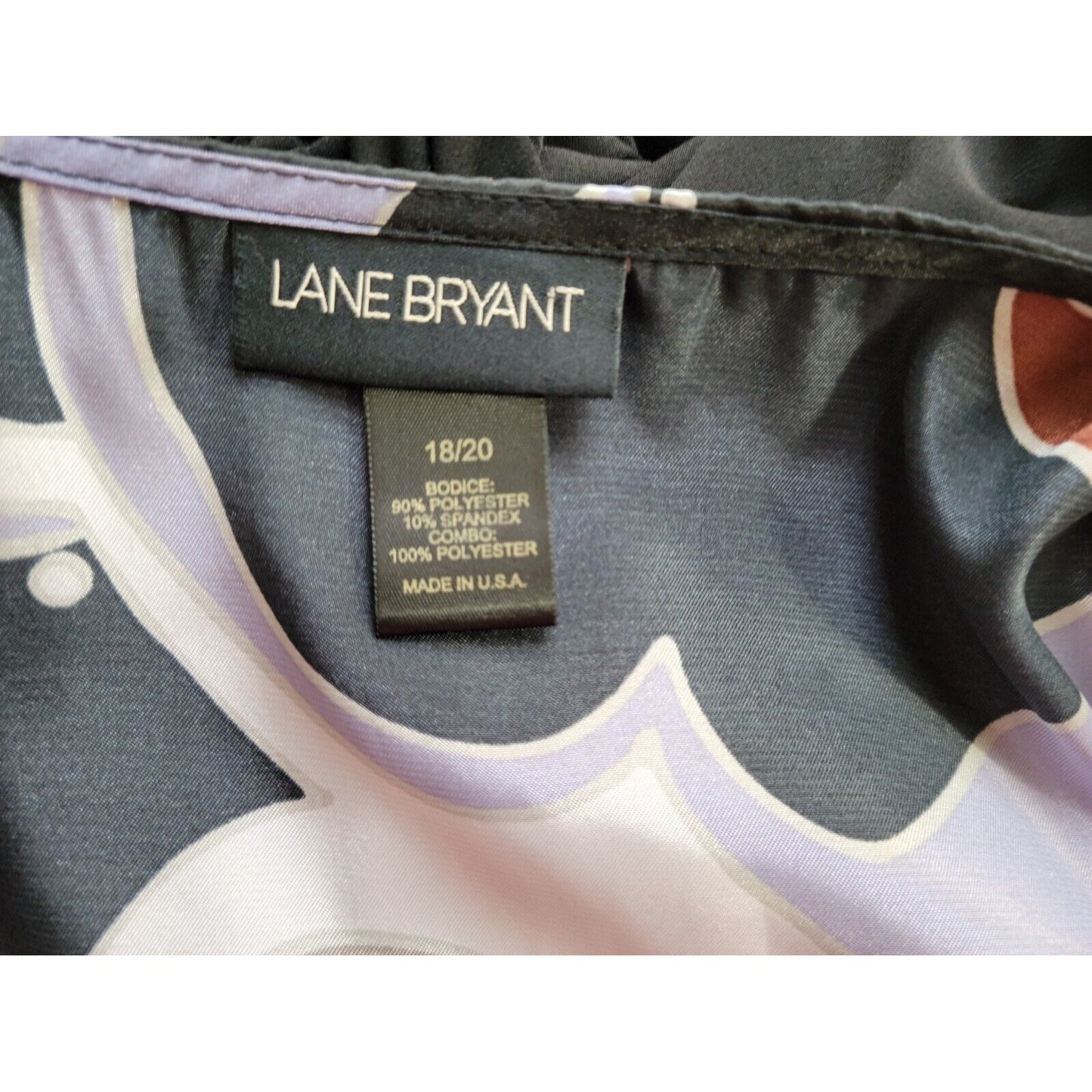 Lane Bryant Womens Top 18 20 Plus Short Sleeve Draped Ruched Purple Geometric