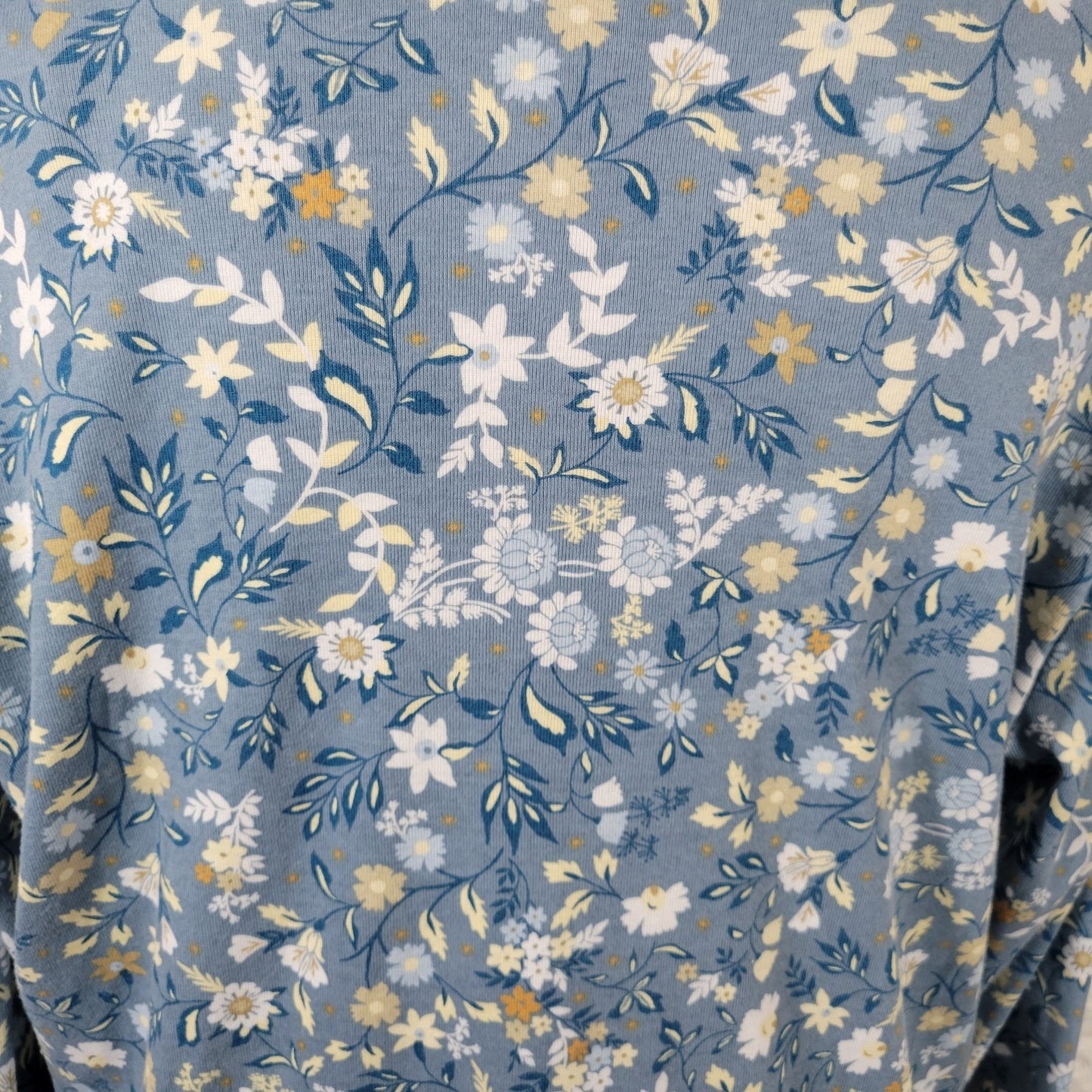 Croft Barrow Womens Top XL Tee Classic Long Sleeve Blue Floral Cotton Comfy