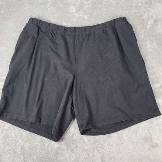 Catherines Suprema Womens Shorts 2x 22W 24W Black Pulll On Cotton Blend Pockets