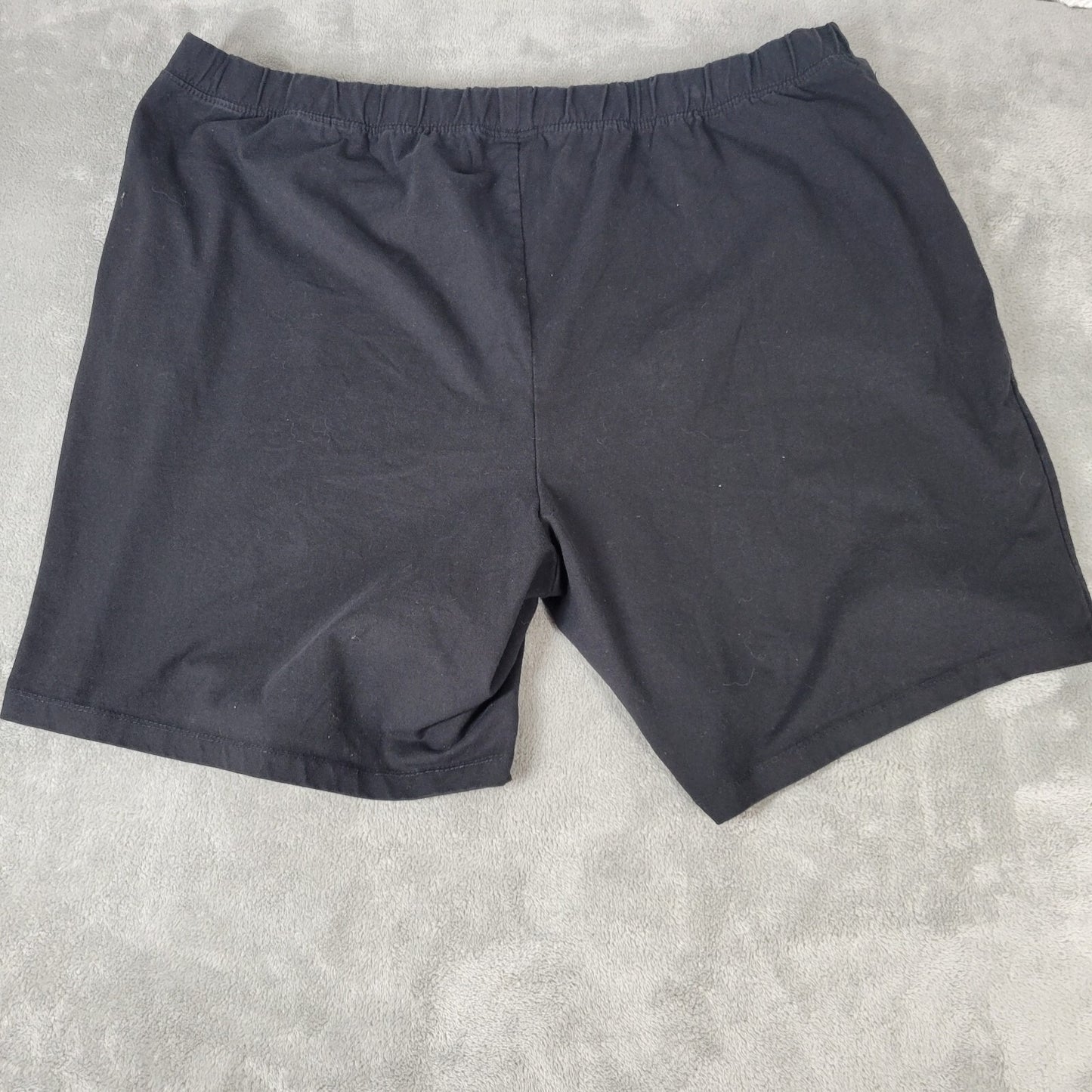 Catherines Suprema Womens Shorts 2x 22W 24W Black Pulll On Cotton Blend Pockets