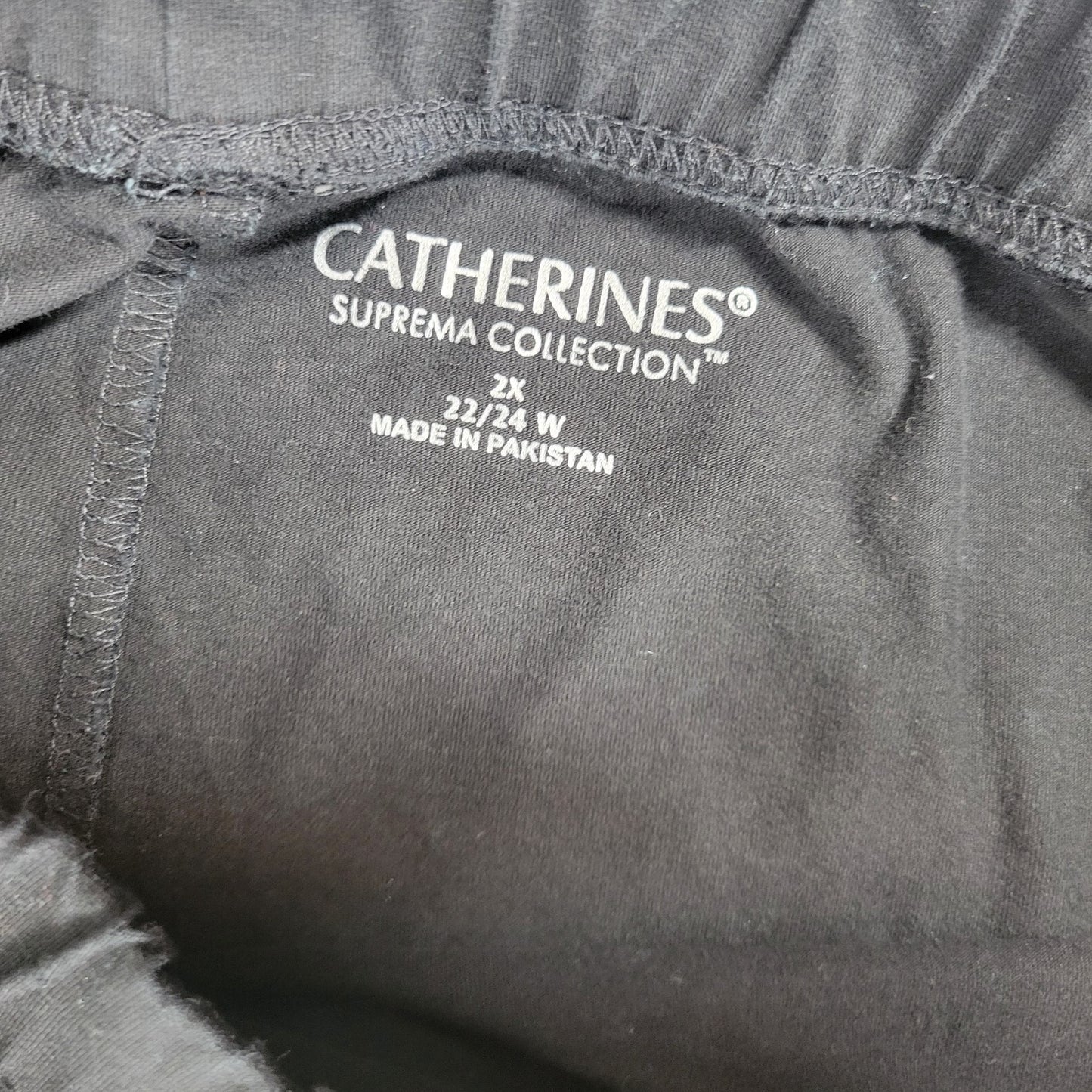 Catherines Suprema Womens Shorts 2x 22W 24W Black Pulll On Cotton Blend Pockets