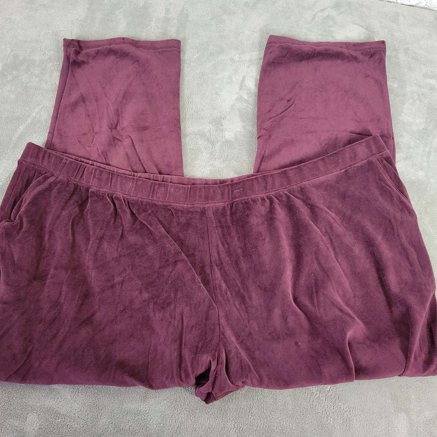 Catherines Women Pants 5X Plus Pull On Jogger Purple Velour Pockets Comfy Casual