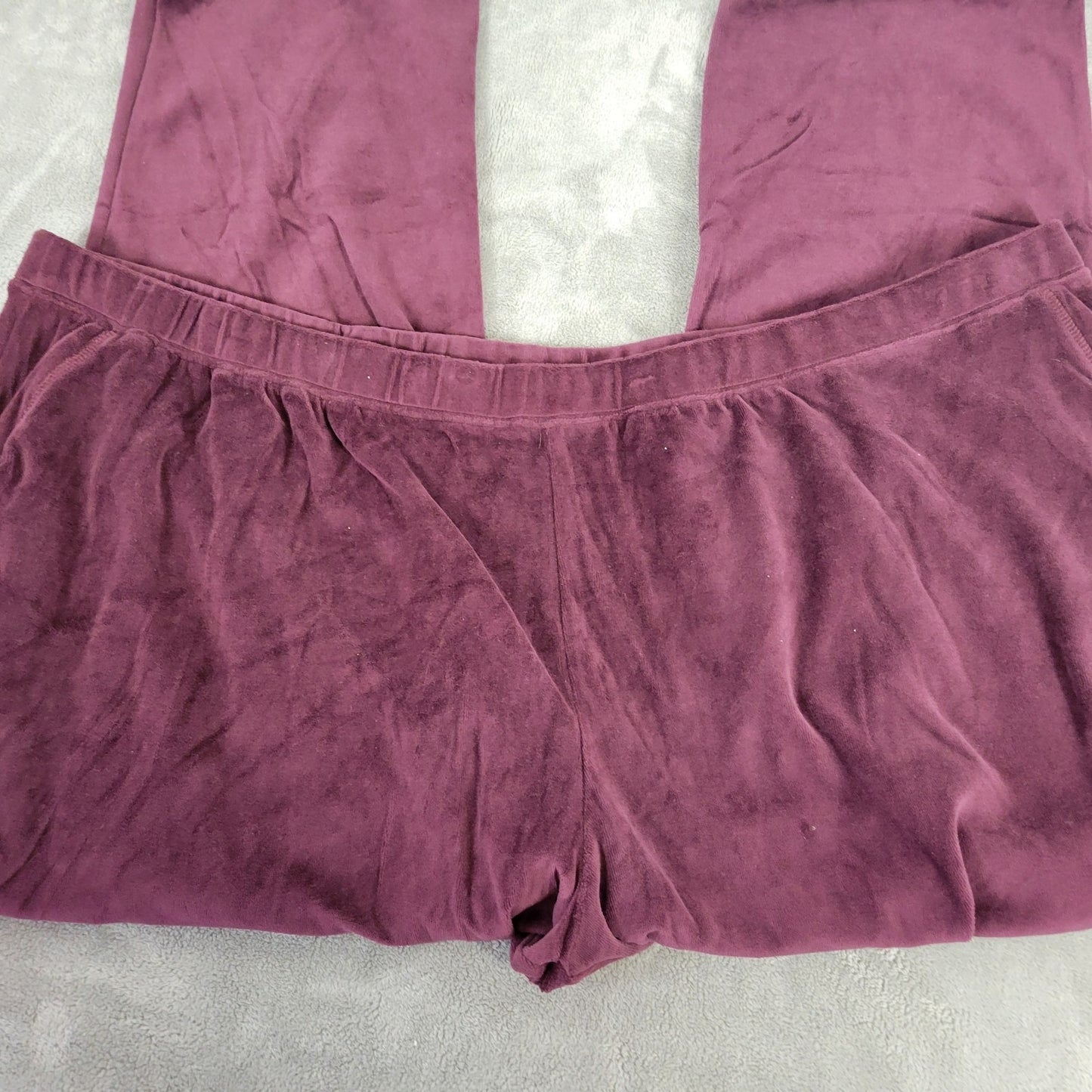 Catherines Women Pants 5X Plus Pull On Jogger Purple Velour Pockets Comfy Casual