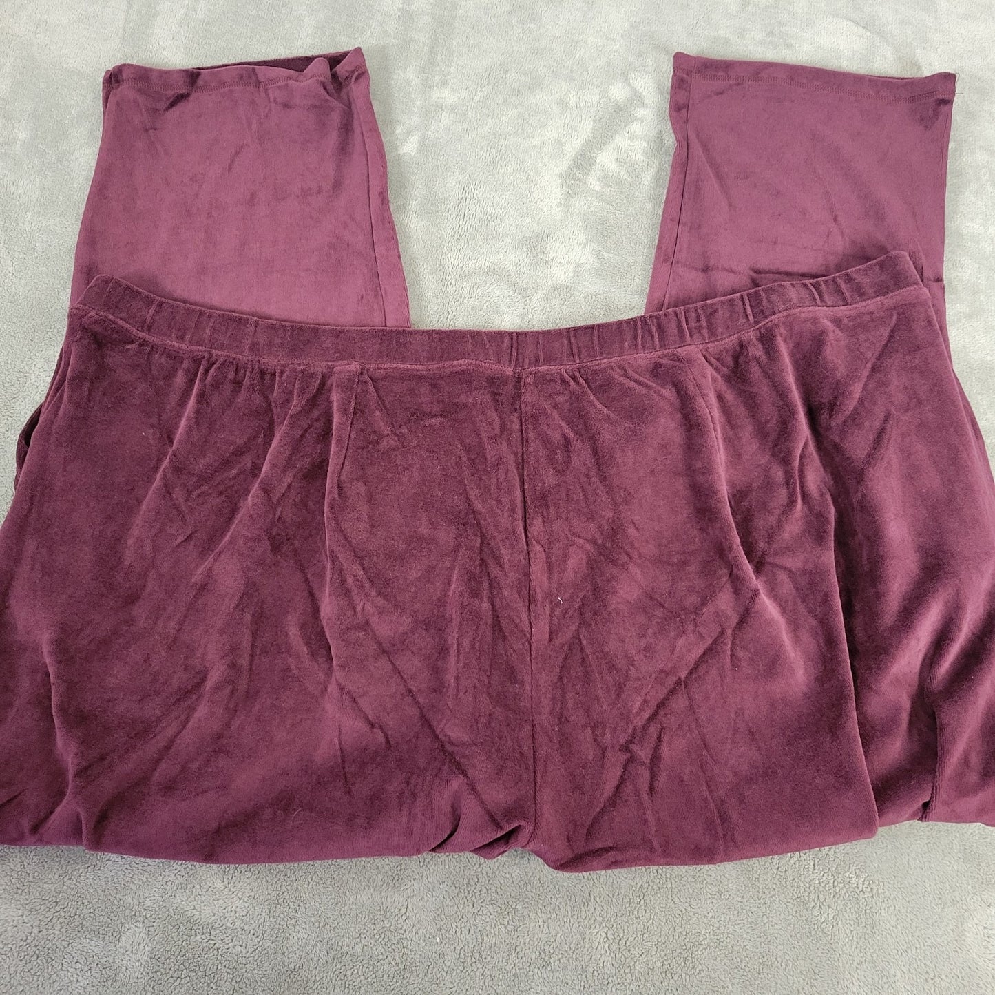 Catherines Women Pants 5X Plus Pull On Jogger Purple Velour Pockets Comfy Casual