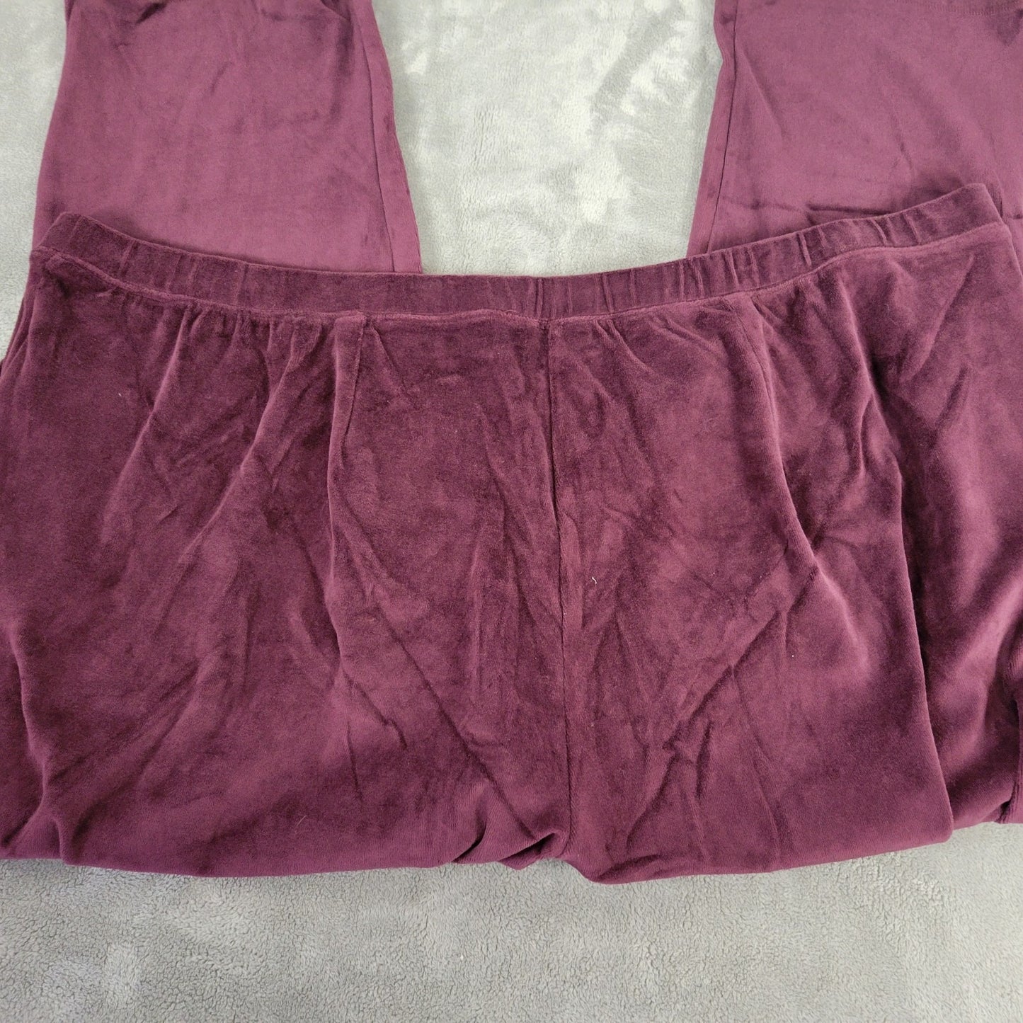 Catherines Women Pants 5X Plus Pull On Jogger Purple Velour Pockets Comfy Casual