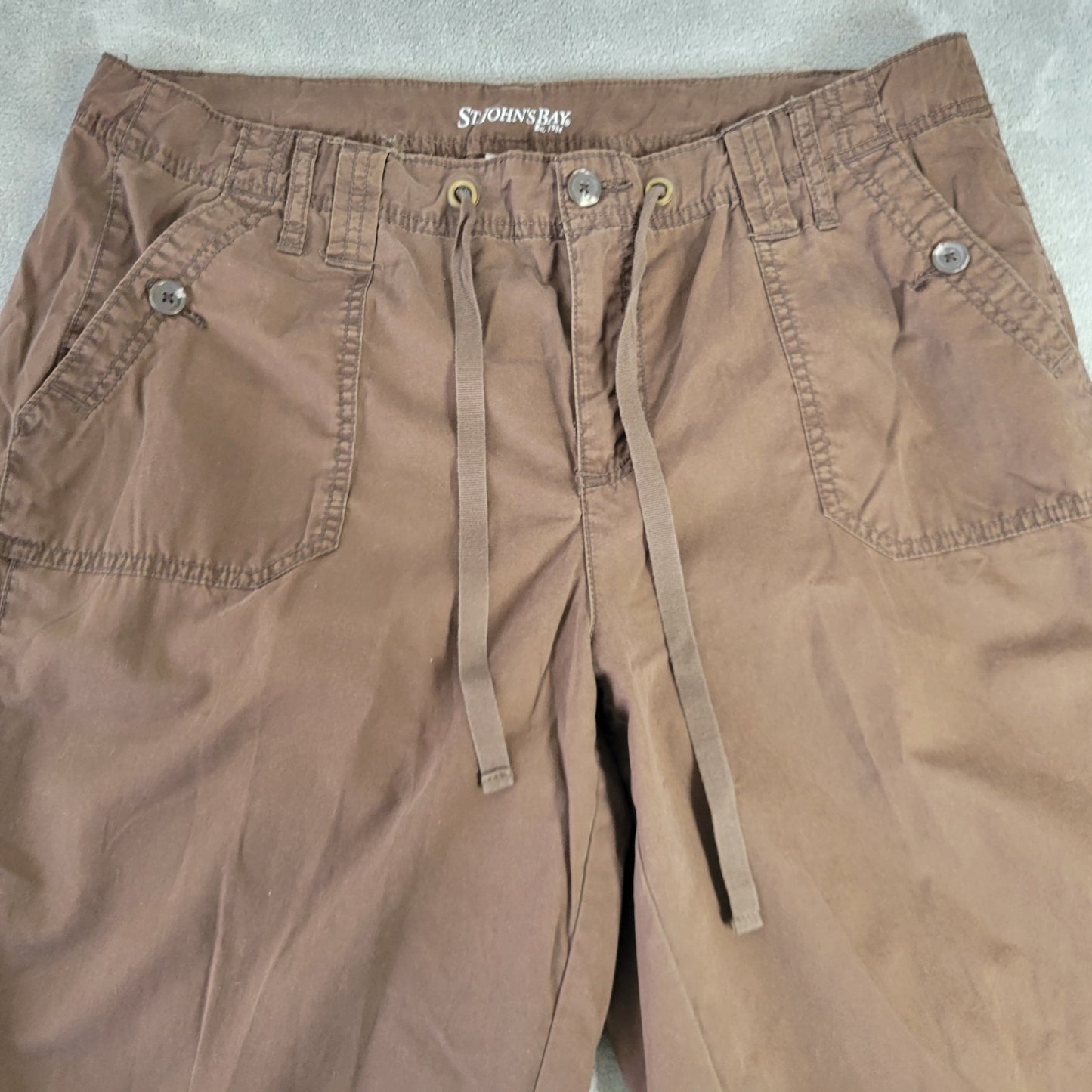 St. John's Bay Women's Shorts 18W Brown 100% Cotton Pockets Drawstring BRO29E