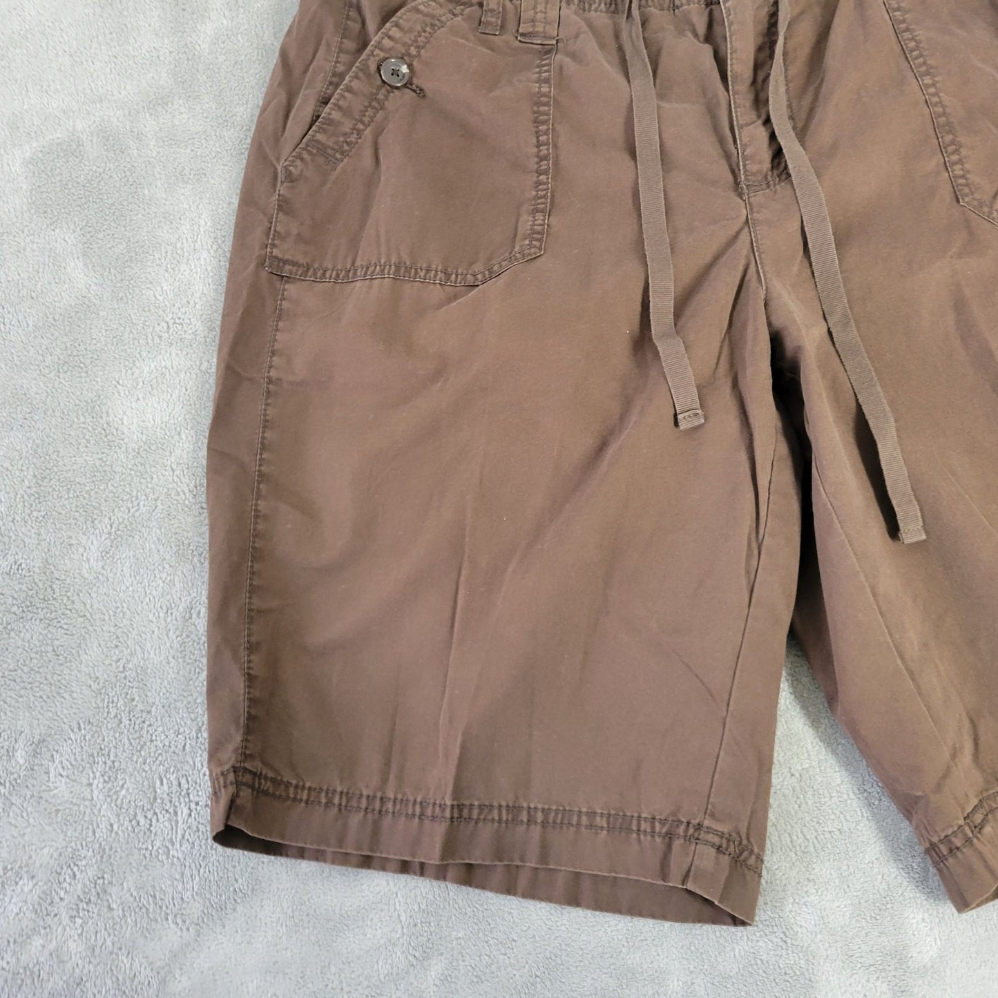 St. John's Bay Women's Shorts 18W Brown 100% Cotton Pockets Drawstring BRO29E