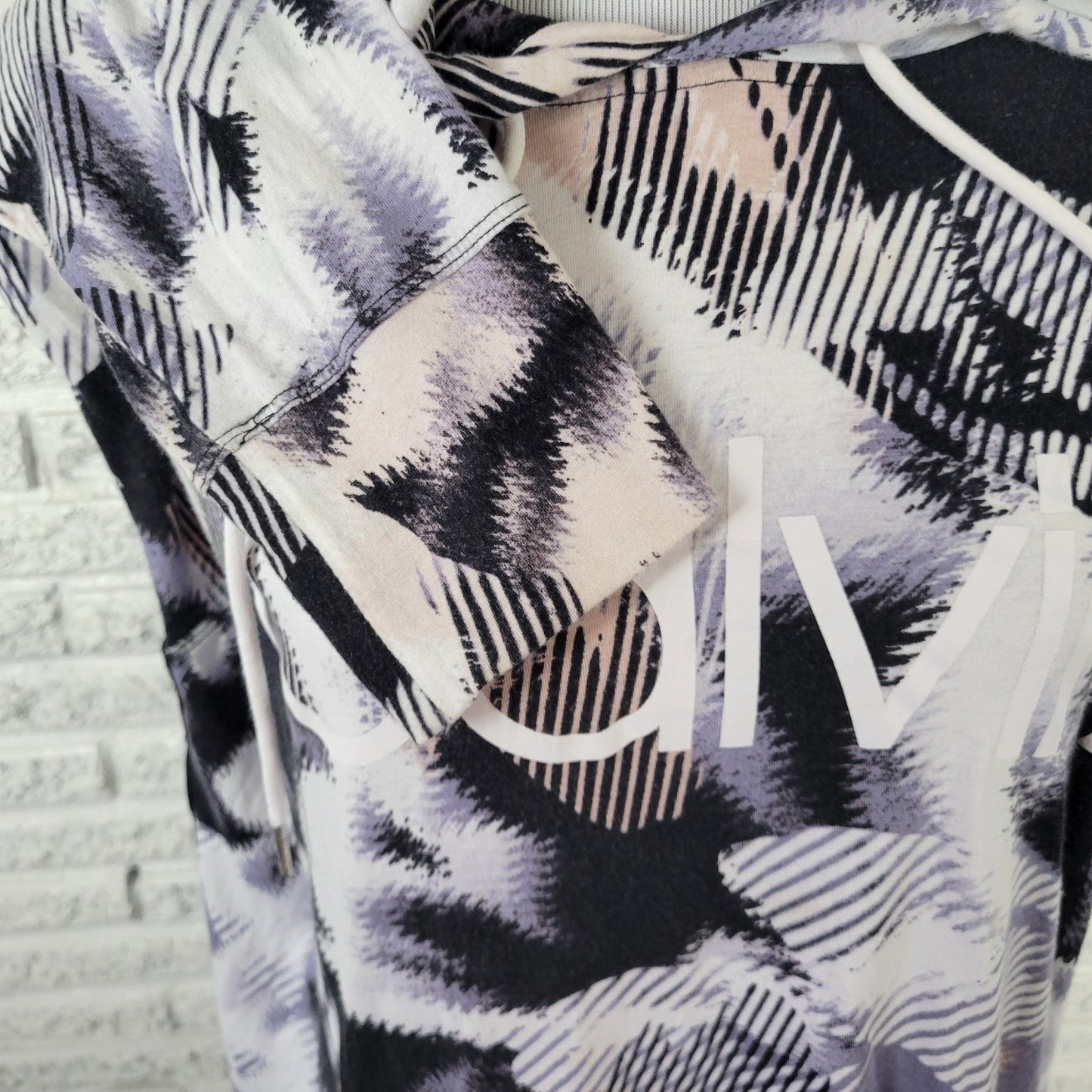 Calvin Klein Womens Top 2X Plus Tee Hoodie Purple Watercolor Performance Active