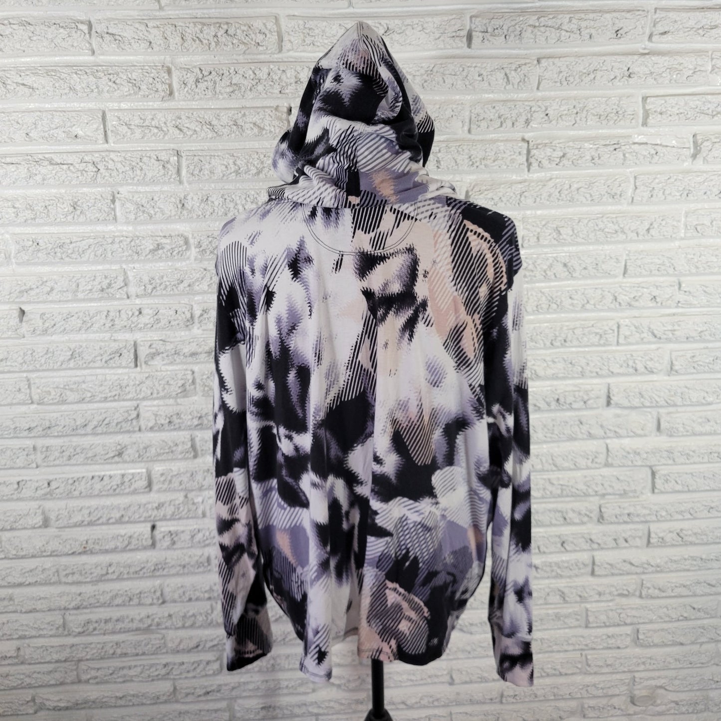 Calvin Klein Womens Top 2X Plus Tee Hoodie Purple Watercolor Performance Active