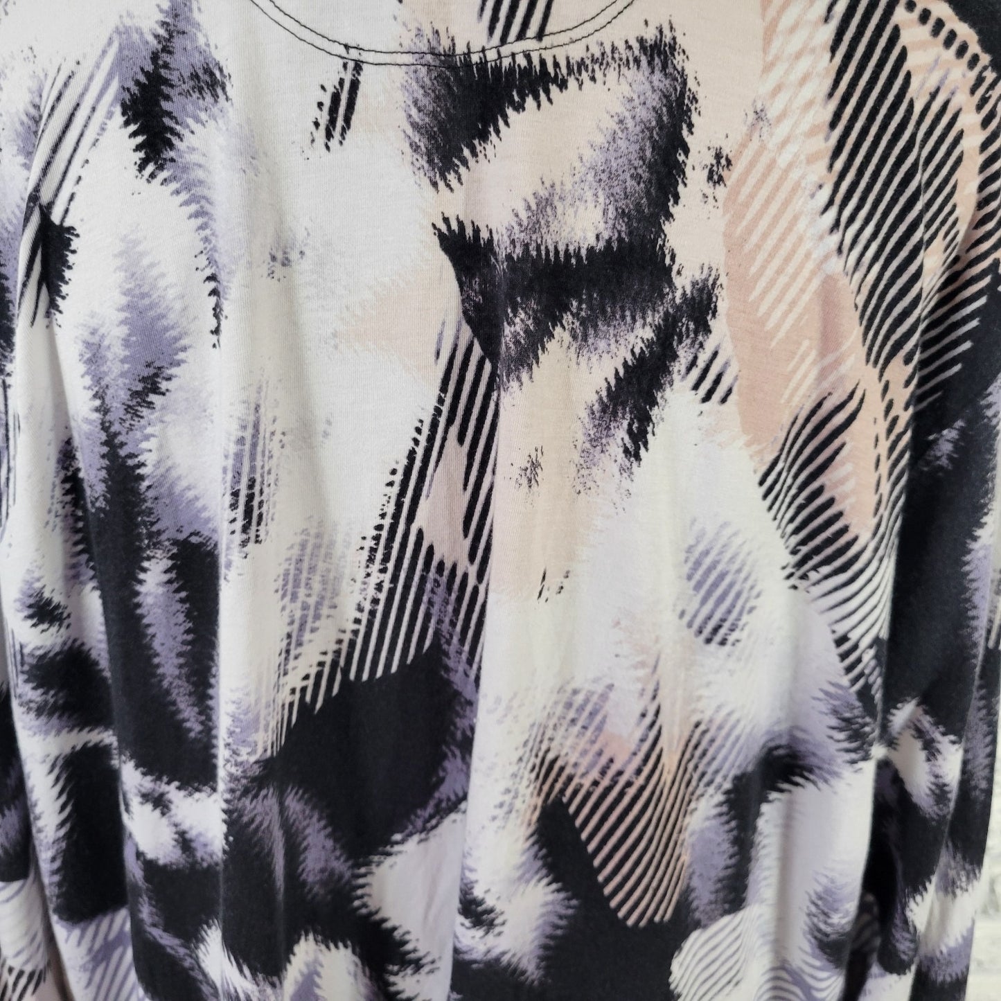 Calvin Klein Womens Top 2X Plus Tee Hoodie Purple Watercolor Performance Active