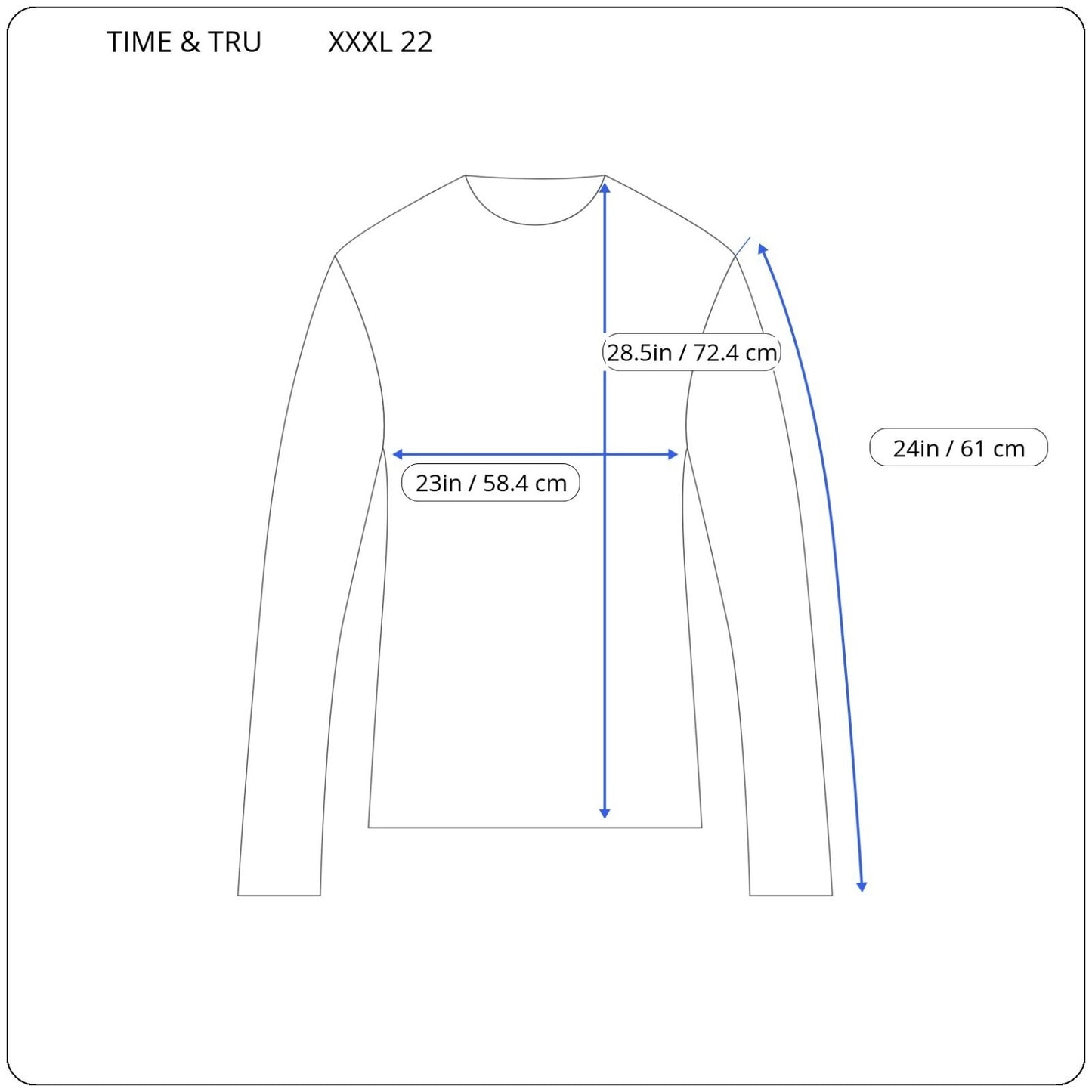 Time Tru Womens Top XXXL 22 Plus Tee Long Sleeve Blue Paisley Polyester Studded