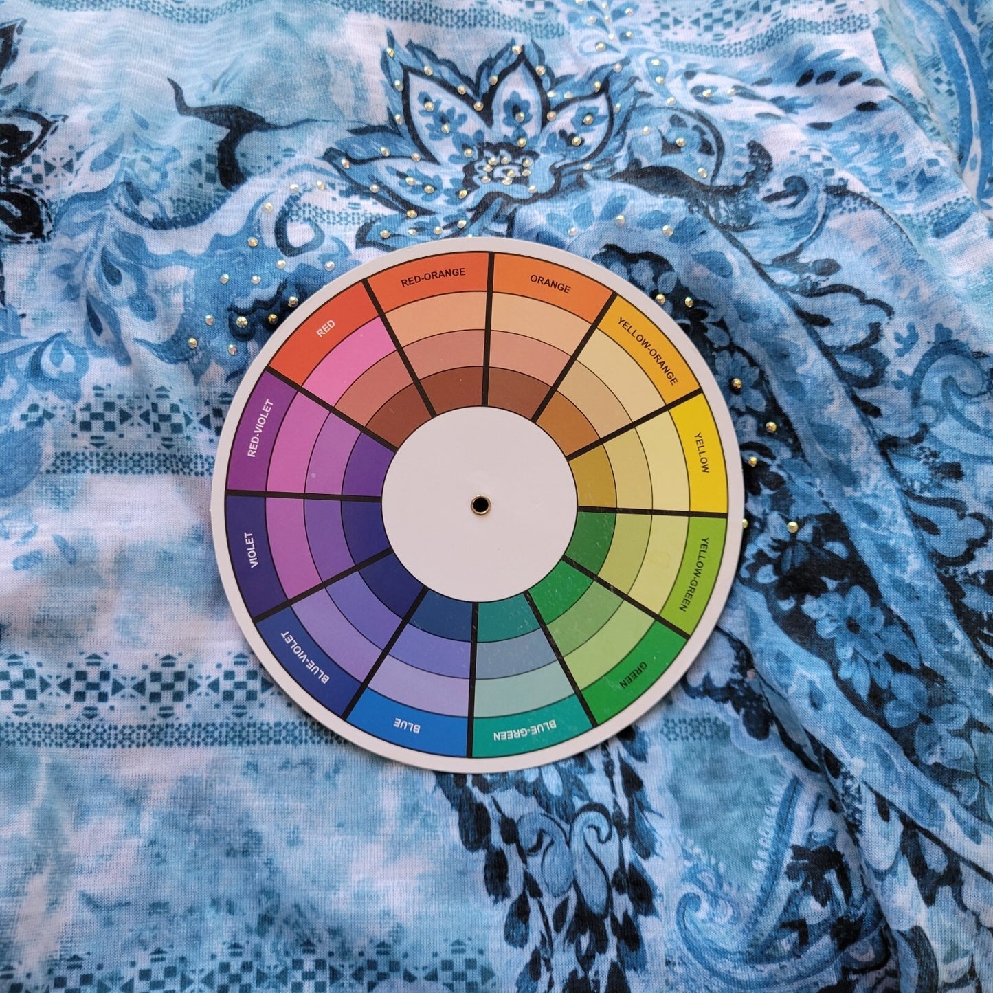 Time Tru Womens Top XXXL 22 Plus Tee Long Sleeve Blue Paisley Polyester Studded