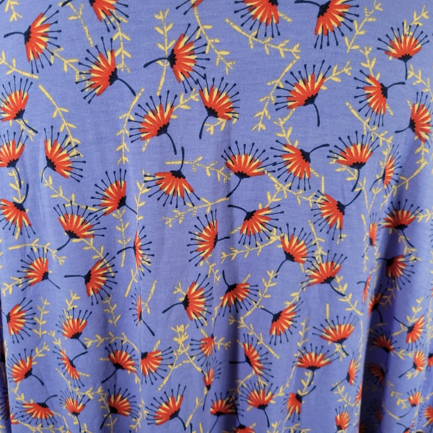 LuLaRoe 2XL Tee Tunic Top Purple Red Floral Asymmetric Crew Neck FLO324E