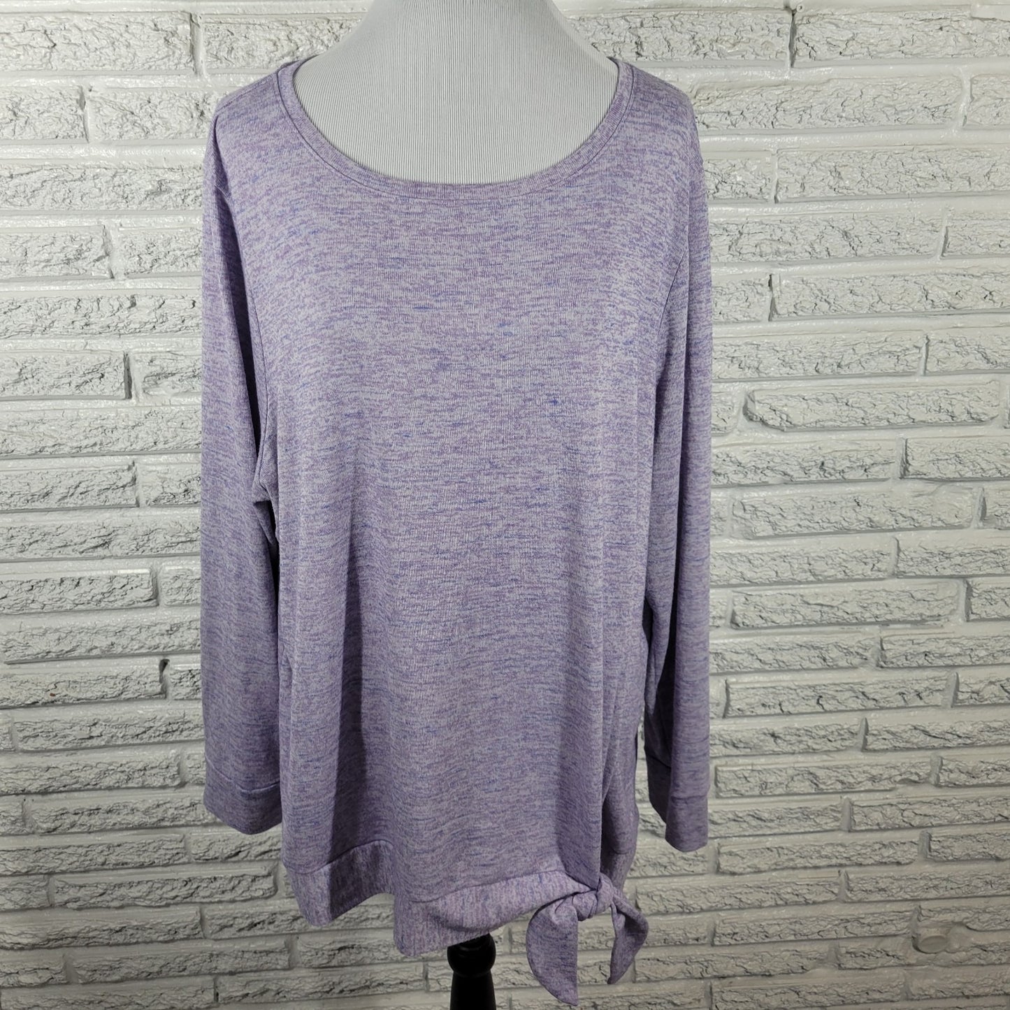 Croft Barrow Womens Sweatshirt 2X Plus Purple Heather Front Tie Soft Lightweight