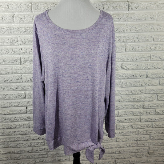 Croft Barrow Womens Sweatshirt 2X Plus Purple Heather Front Tie Soft Lightweight