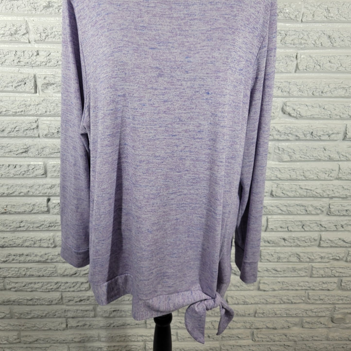 Croft Barrow Womens Sweatshirt 2X Plus Purple Heather Front Tie Soft Lightweight