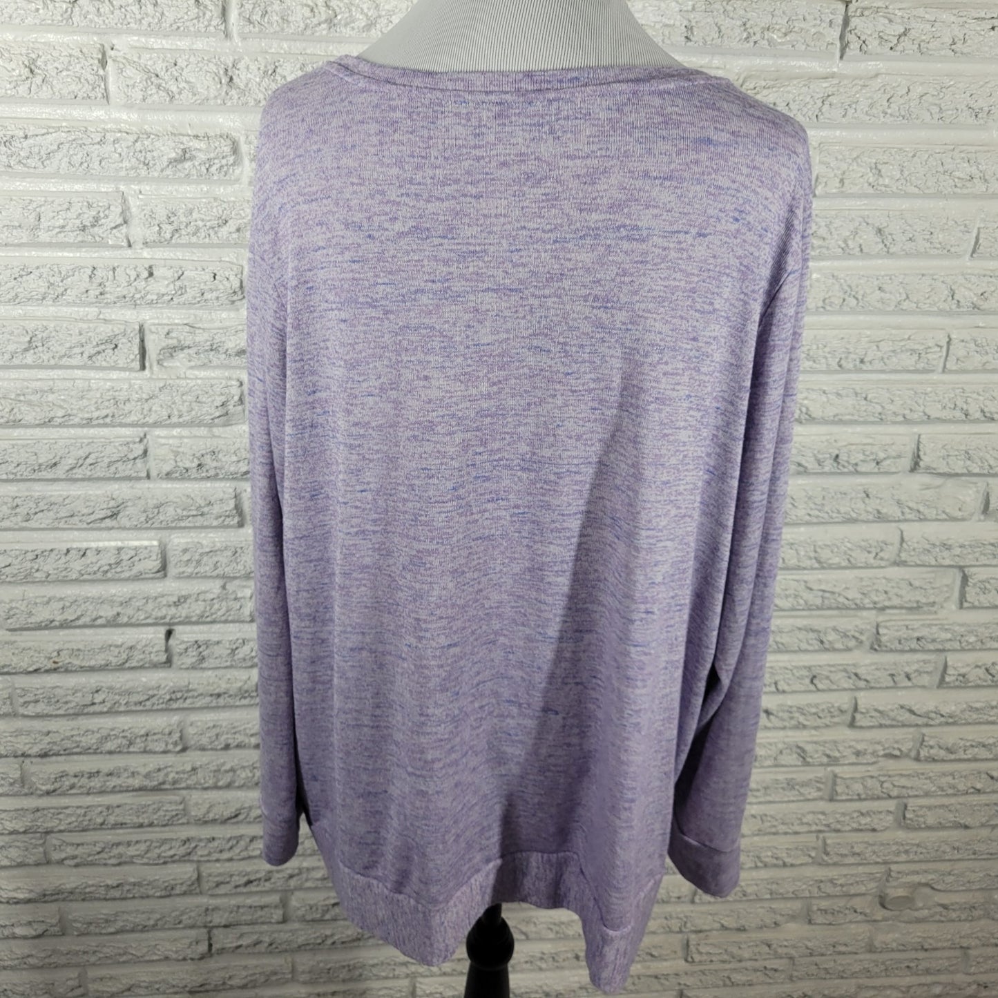 Croft Barrow Womens Sweatshirt 2X Plus Purple Heather Front Tie Soft Lightweight