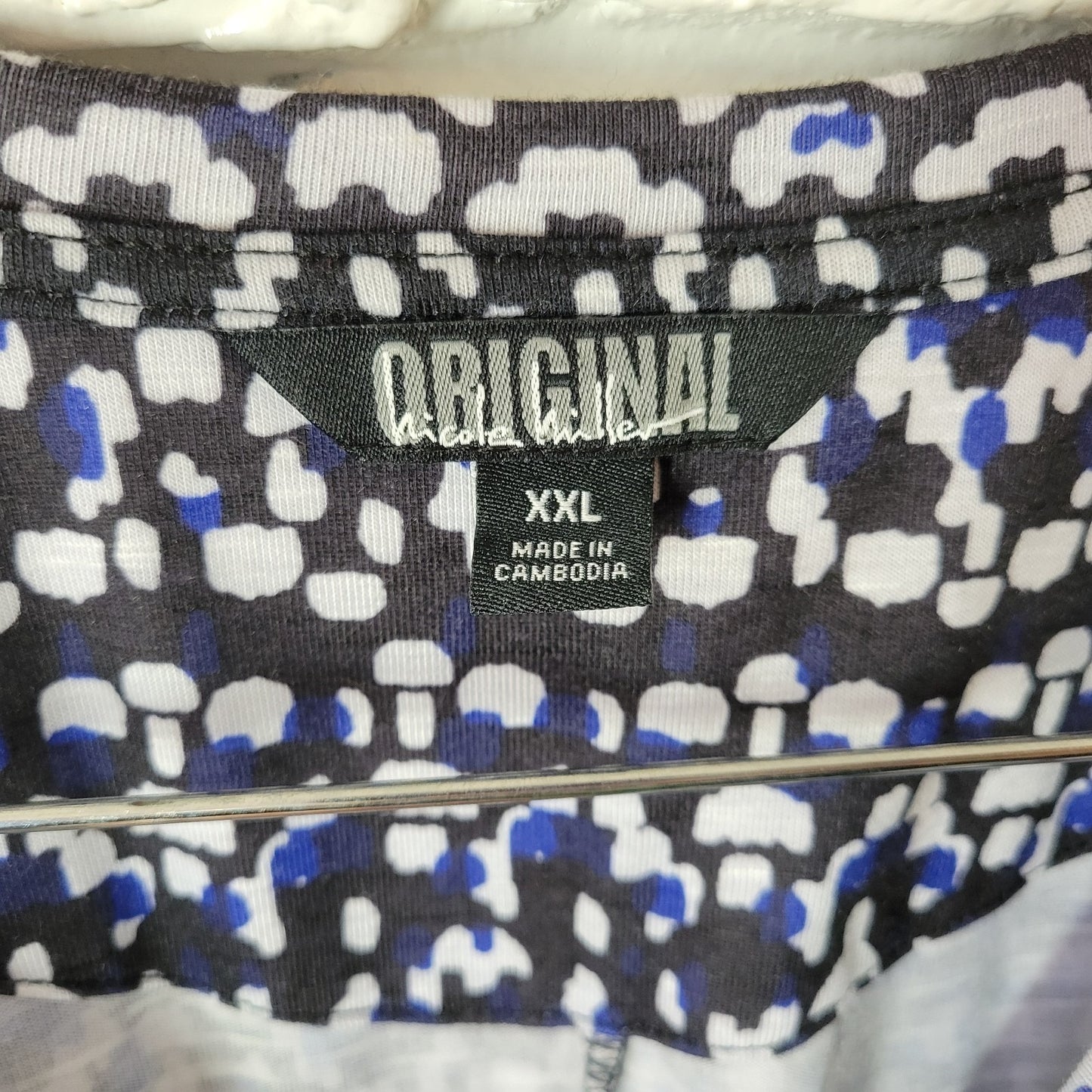 Nicole Miller Women's XXL Plus Black Blue Geometric Sleeveless Knee-Length