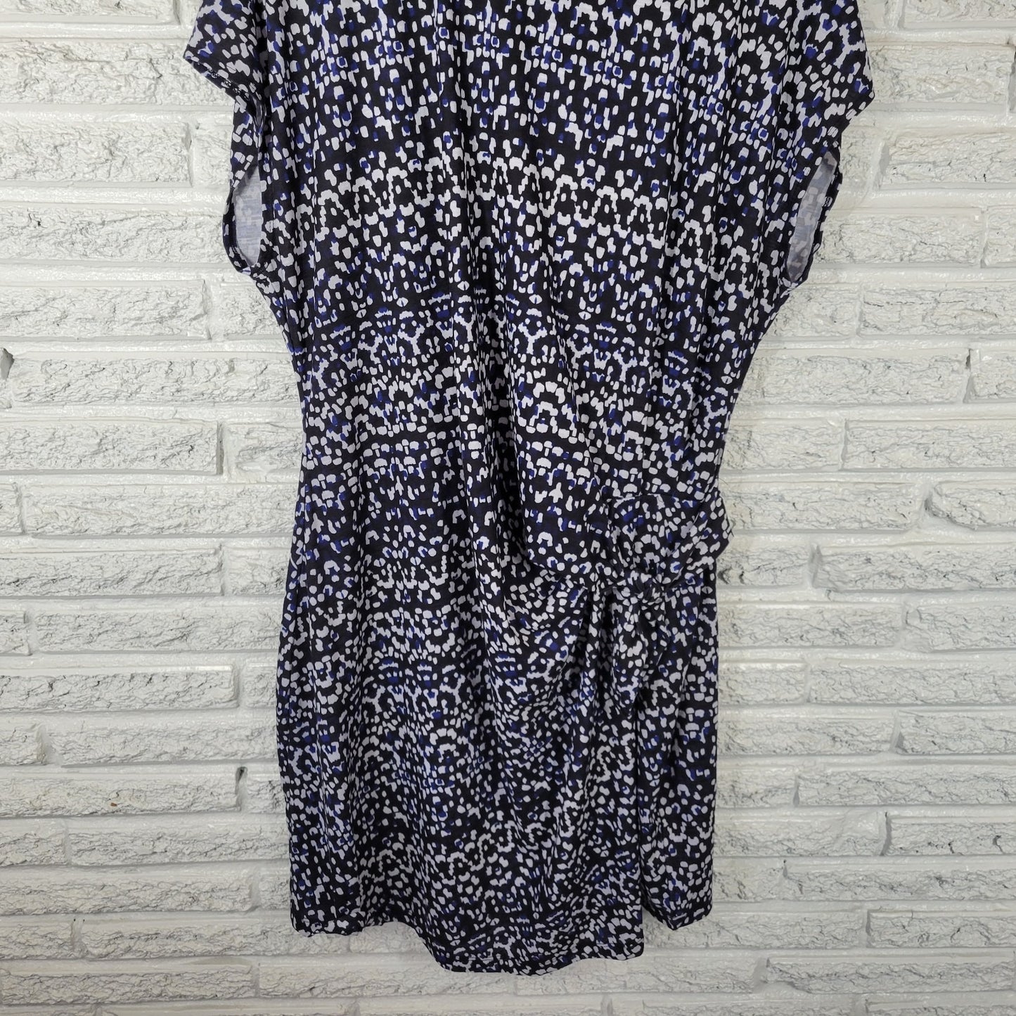 Nicole Miller Women's XXL Plus Black Blue Geometric Sleeveless Knee-Length