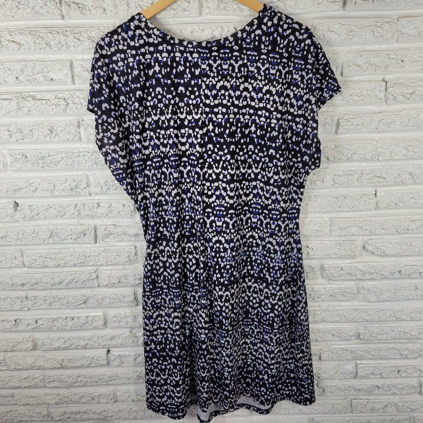 Nicole Miller Women's XXL Plus Black Blue Geometric Sleeveless Knee-Length