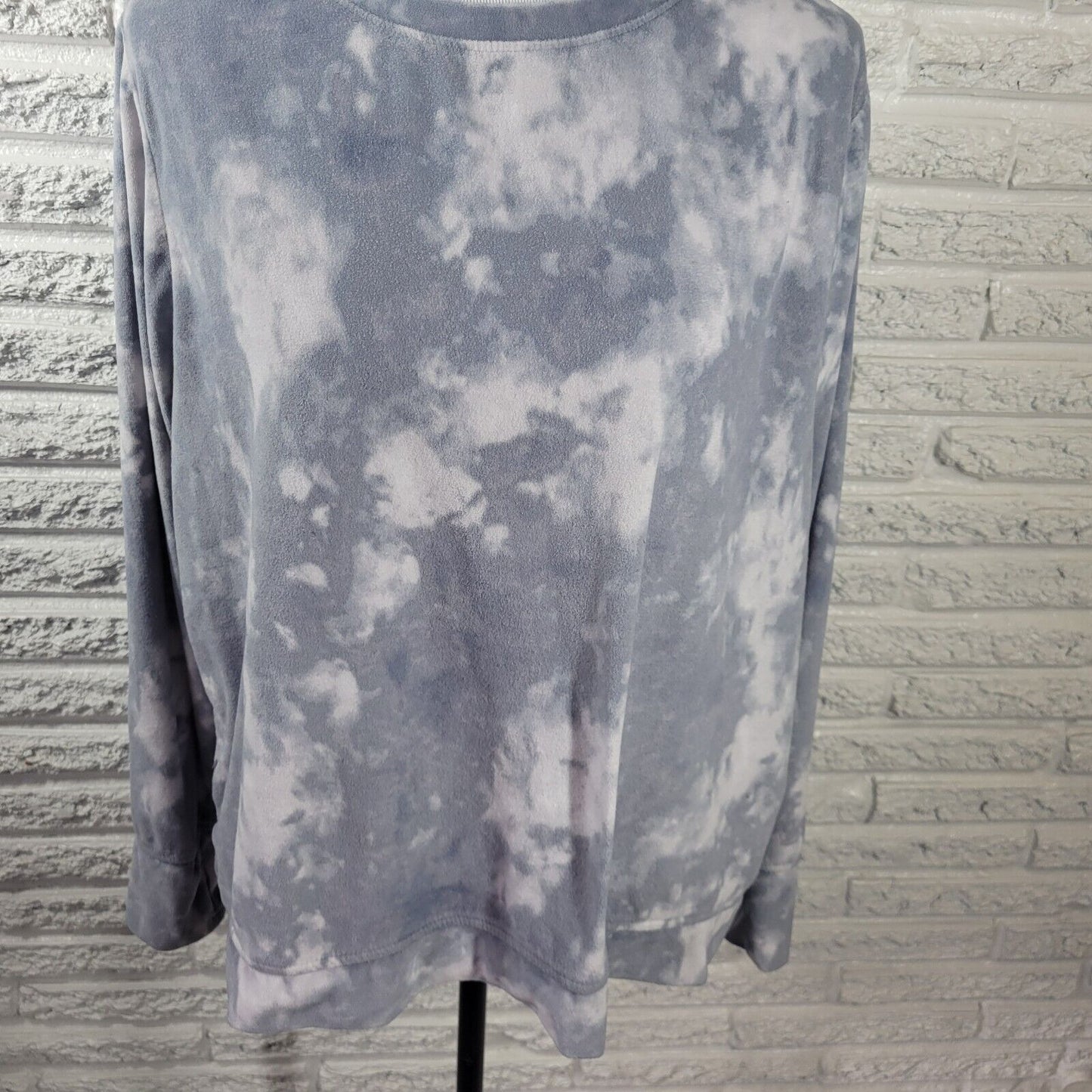 Cuddl Duds Women Sweatshirt Extra Large Pullover Gray Tie Dye Pajama Soft Fleece