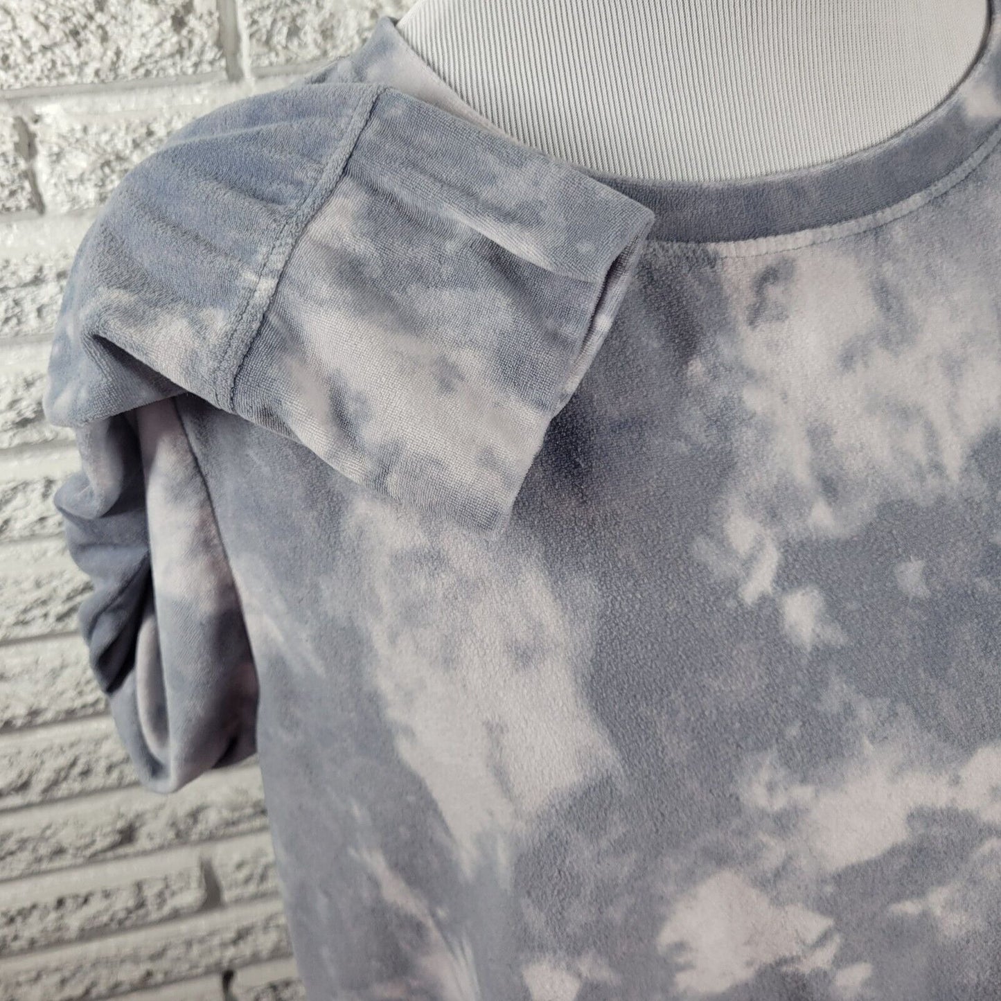 Cuddl Duds Women Sweatshirt Extra Large Pullover Gray Tie Dye Pajama Soft Fleece