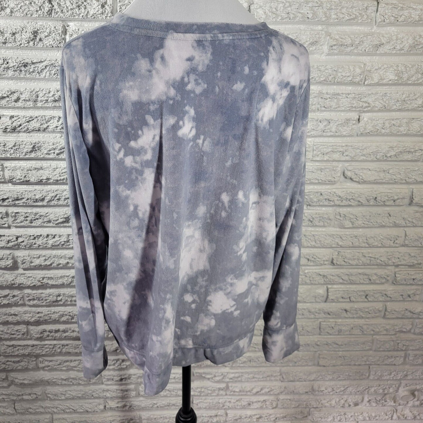 Cuddl Duds Women Sweatshirt Extra Large Pullover Gray Tie Dye Pajama Soft Fleece