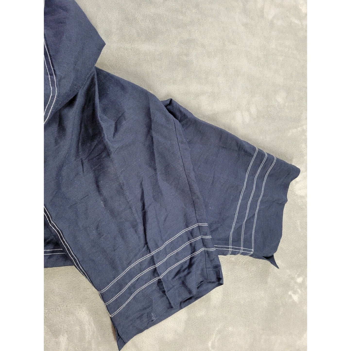 Ashley Stewart Womens Pants 18 Plus Capri Blue Linen Rayon Slash Pockets Zip Fly