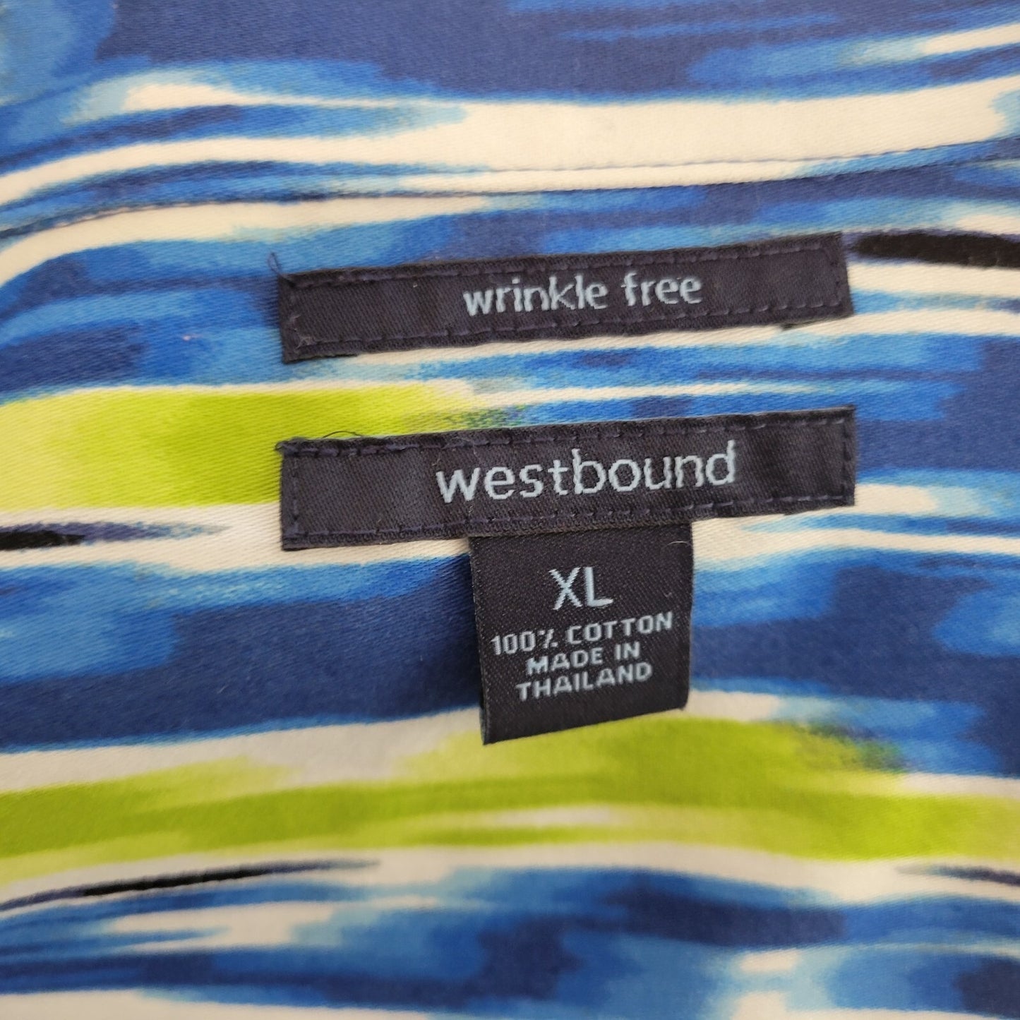 Westbound Womens Top Extra Large Roll Tab Sleeve Wrinkle Free Blue Watercolor