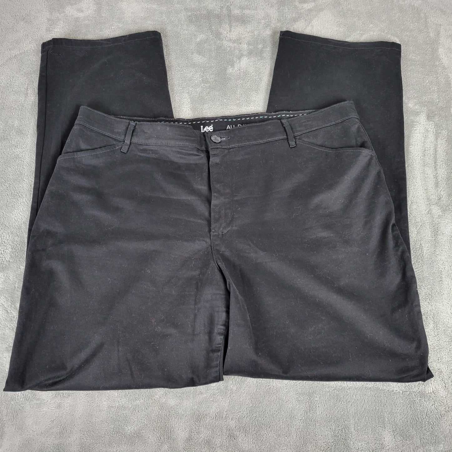 Lee All Day Womens Pants 18 Plus Straight Leg Black Zip Fly Comfy Casual Pockets