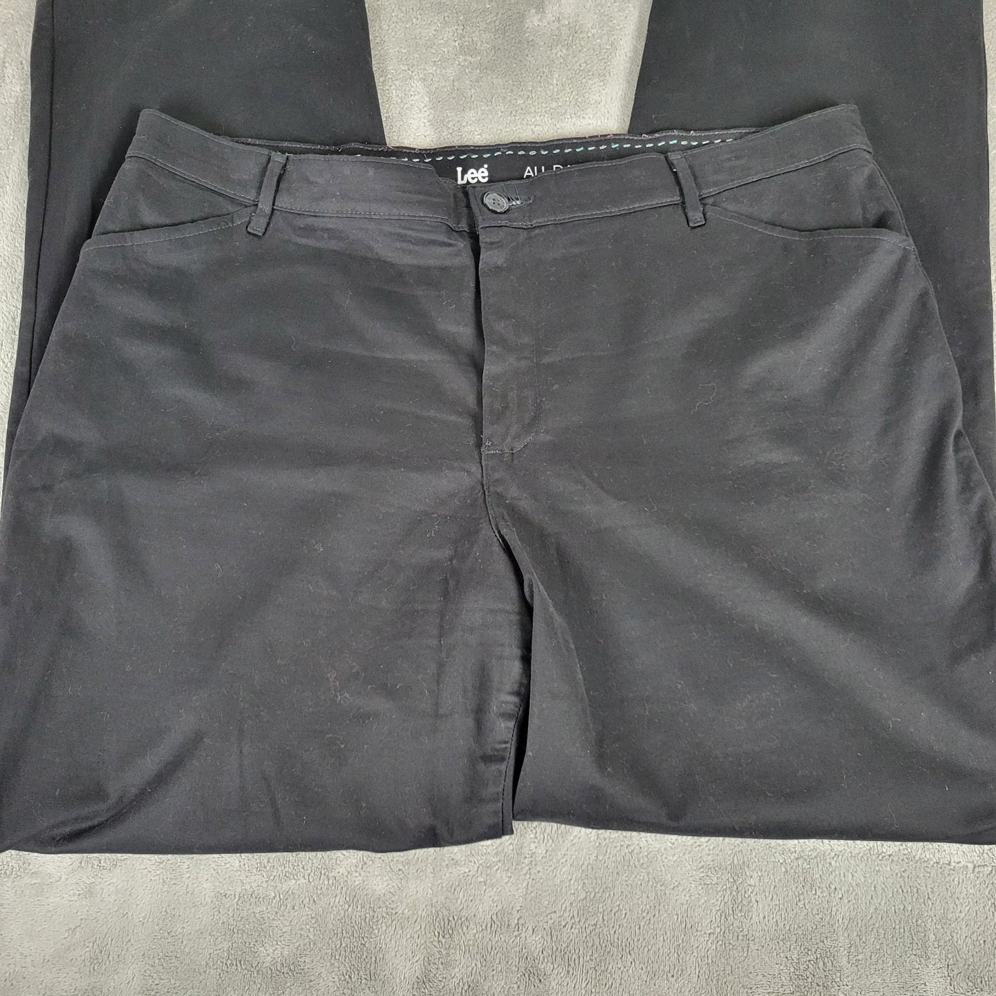 Lee All Day Womens Pants 18 Plus Straight Leg Black Zip Fly Comfy Casual Pockets