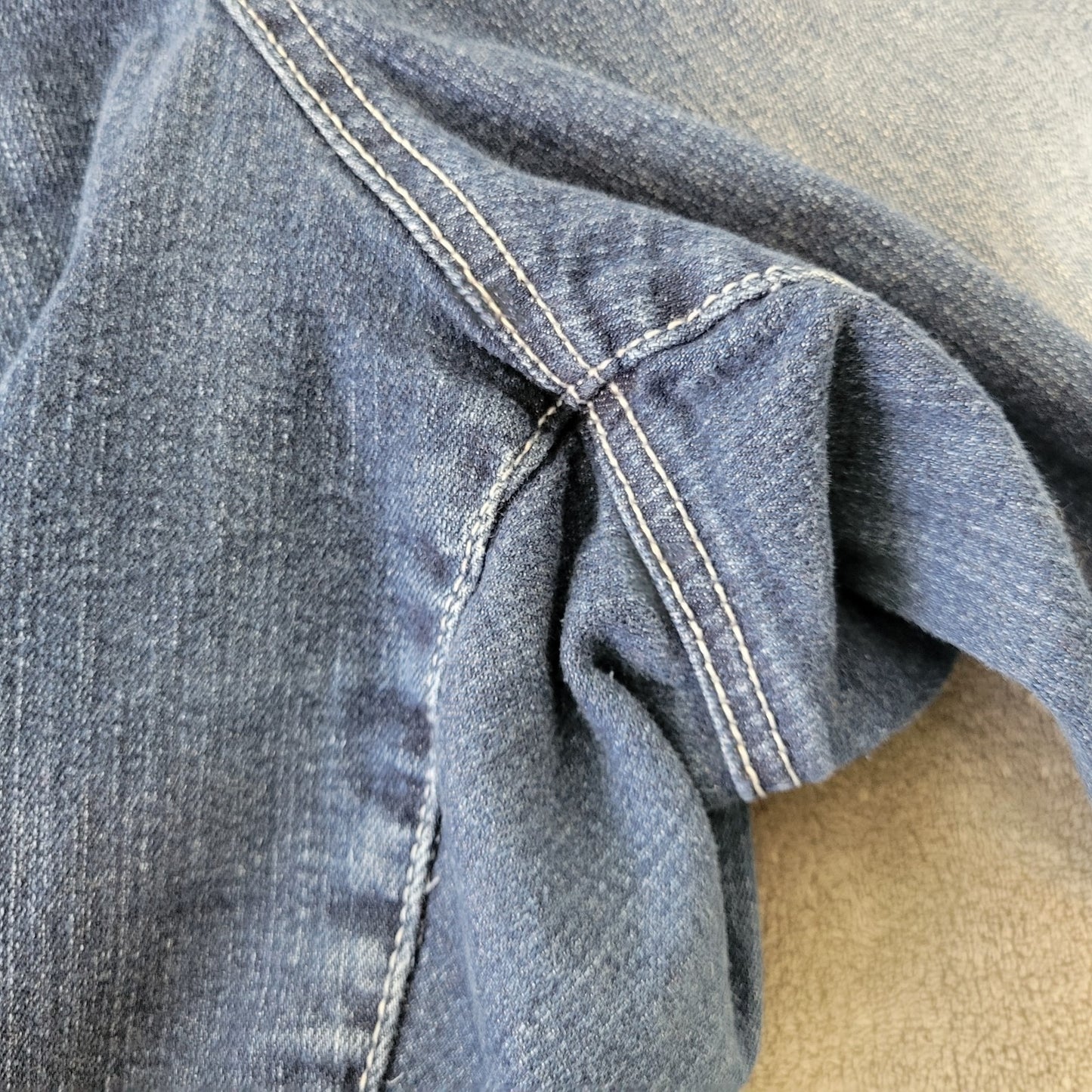 Faded Glory 24W Plus Distressed Dark Blue Straight Leg Denim Jeans Stretch