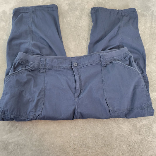 Style Co Womens Pants 20W Plus Capri Cargo Blue Zip Fly Tied Hems Cotton Blend